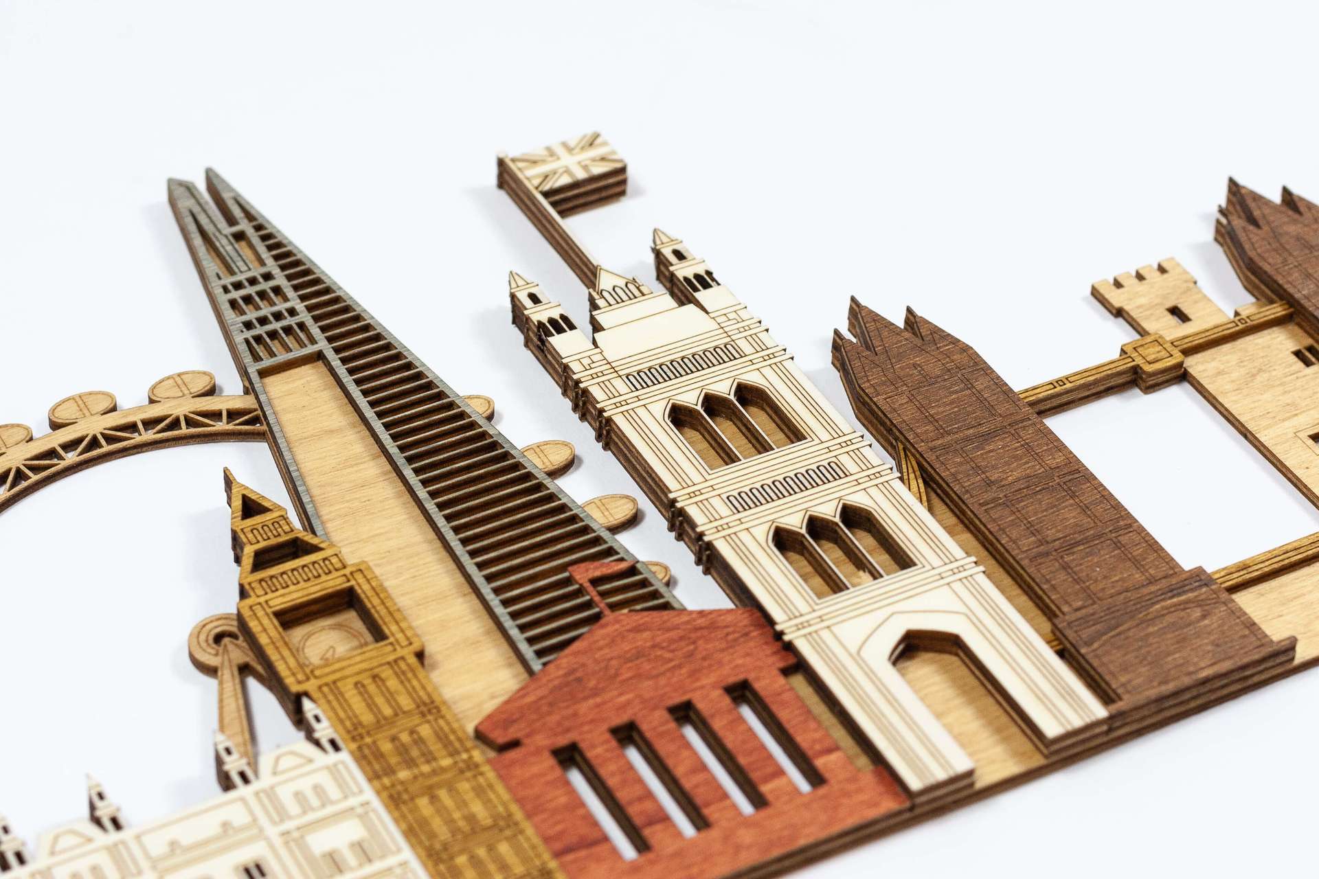 Painel de madeira 3D dos monumentos de Londres