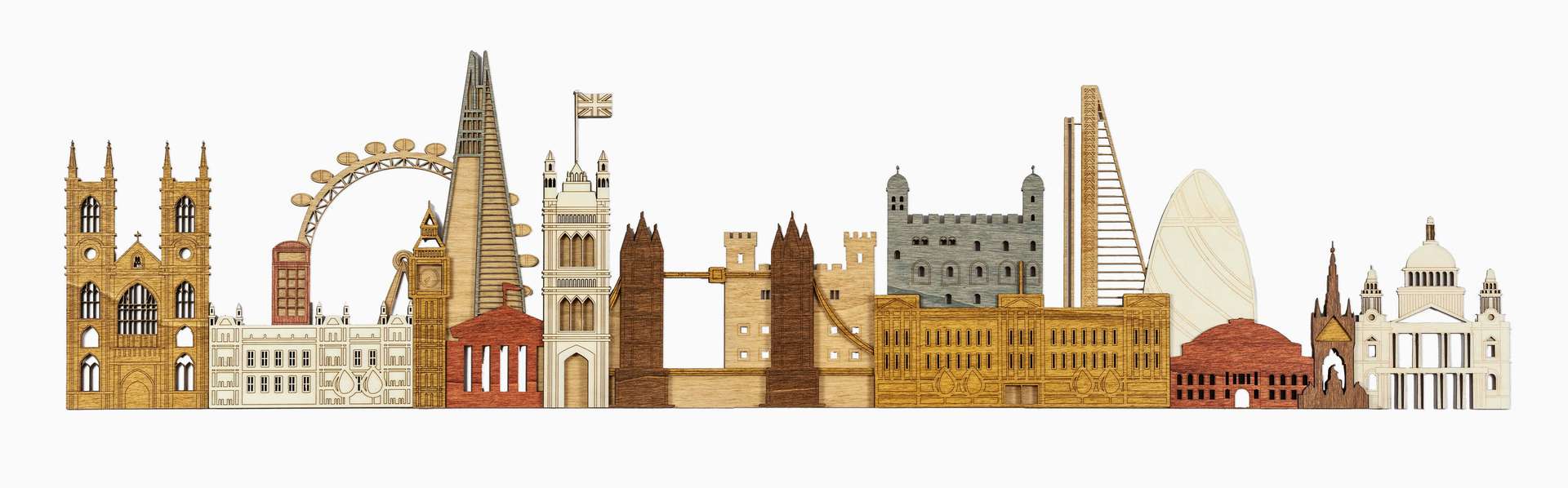 Painel de madeira 3D dos monumentos de Londres