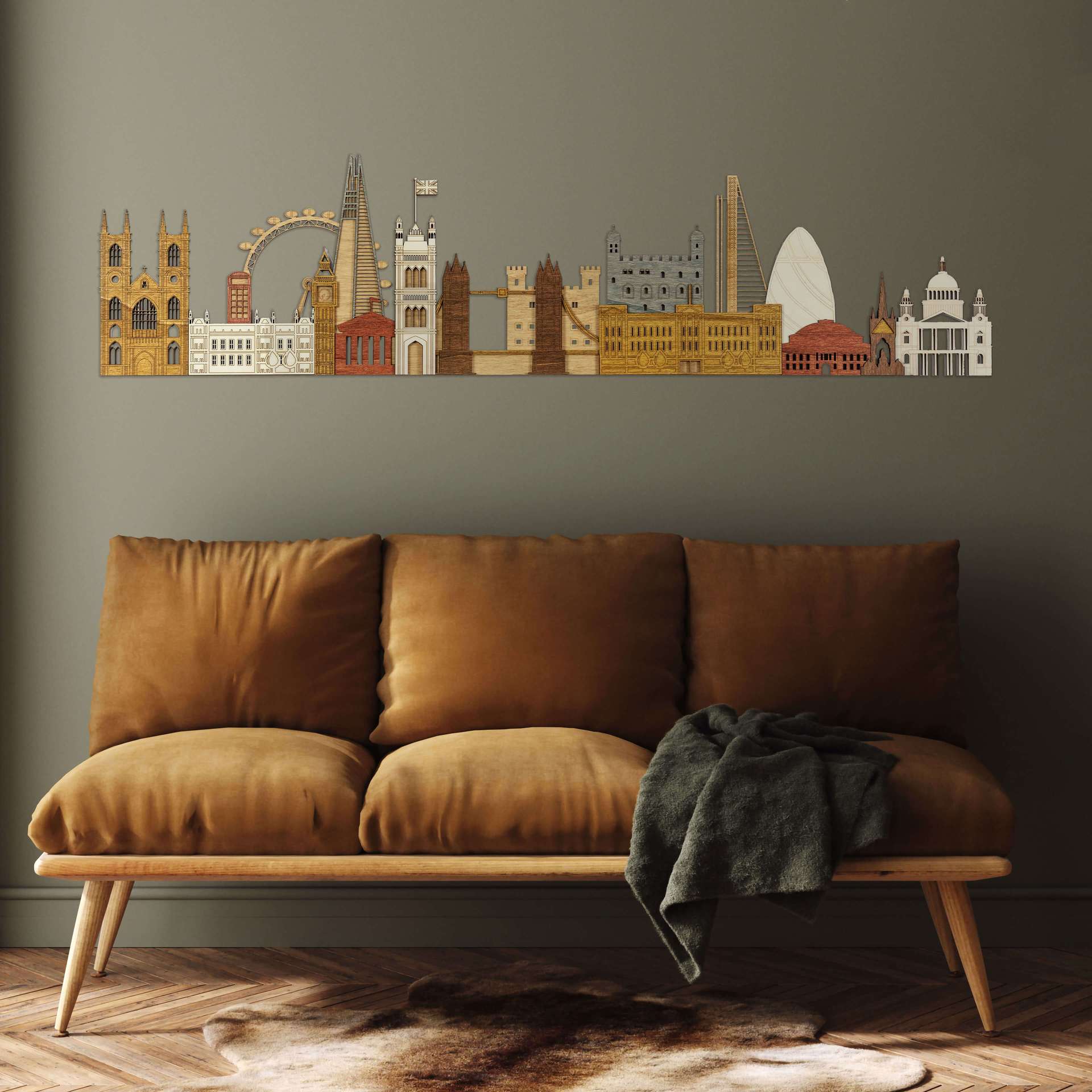 Painel de madeira 3D dos monumentos de Londres