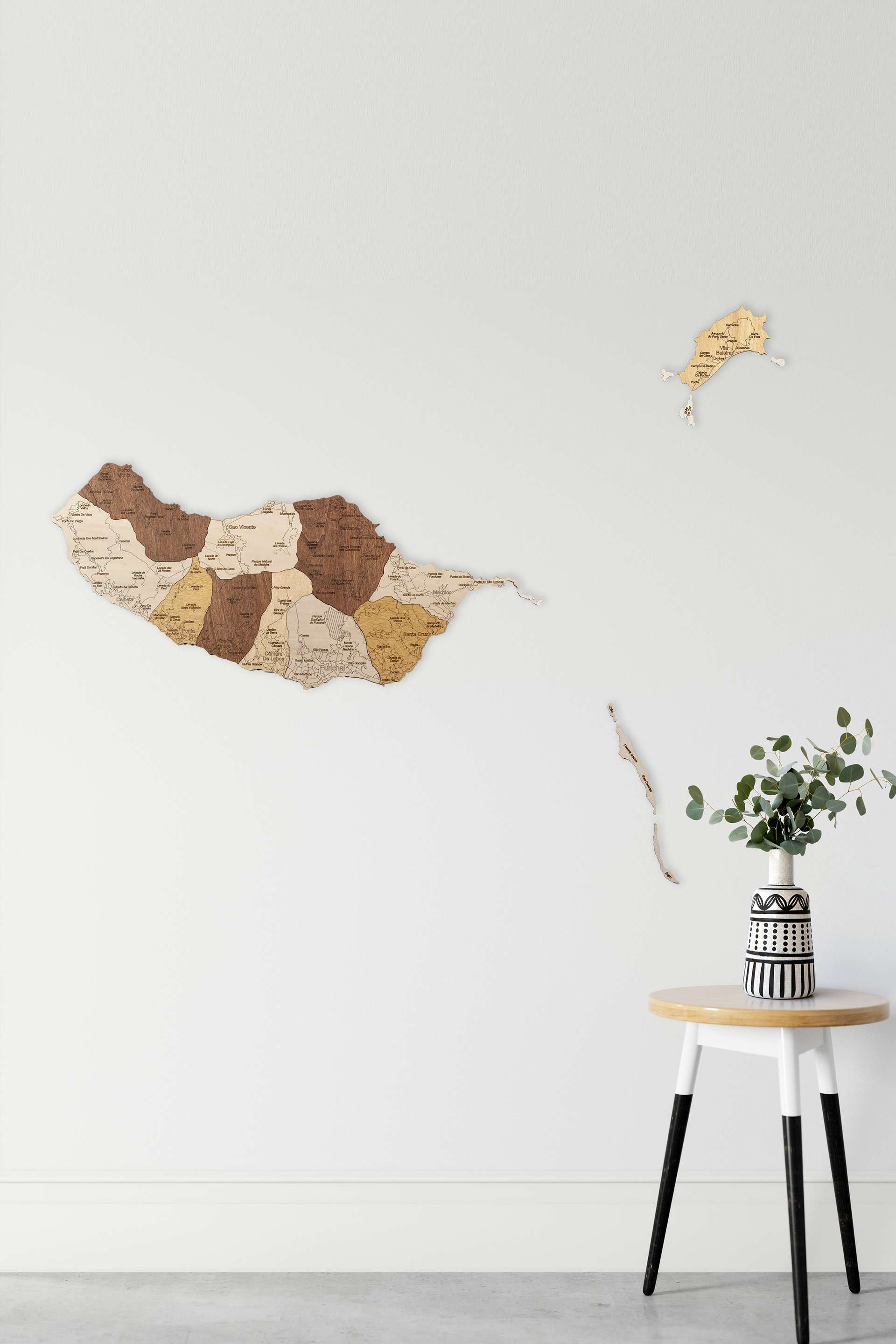 Houten kaart van Madeira