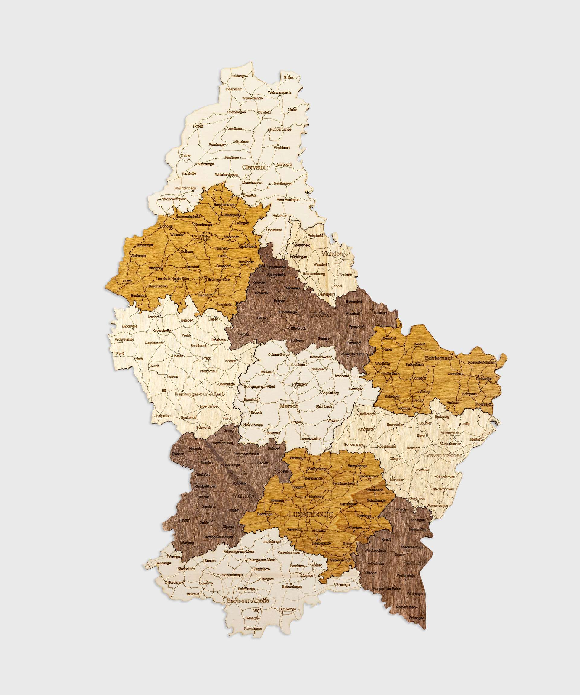 Holzwandkarte von Luxemburg