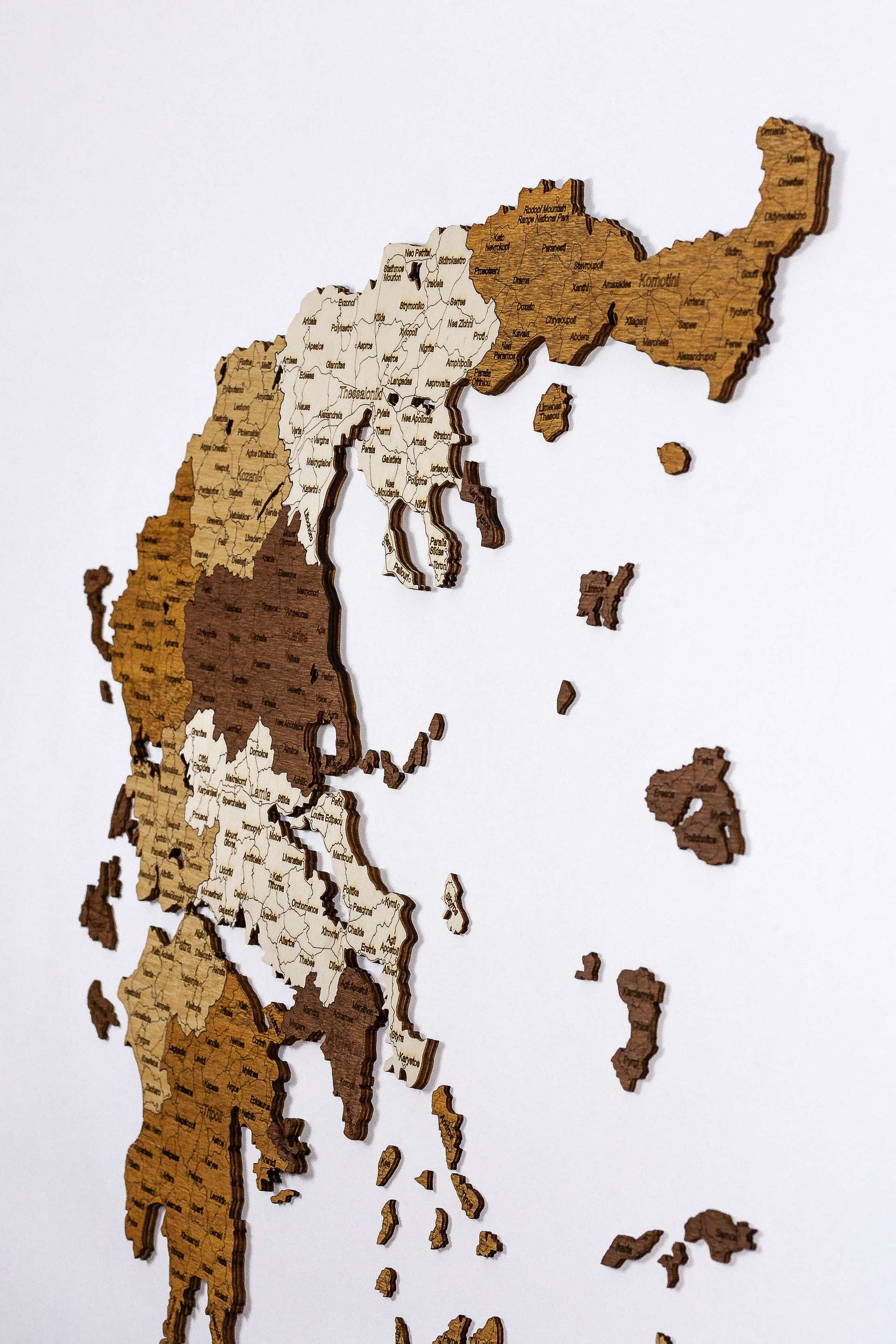 Holzwandkarte von Griechenland