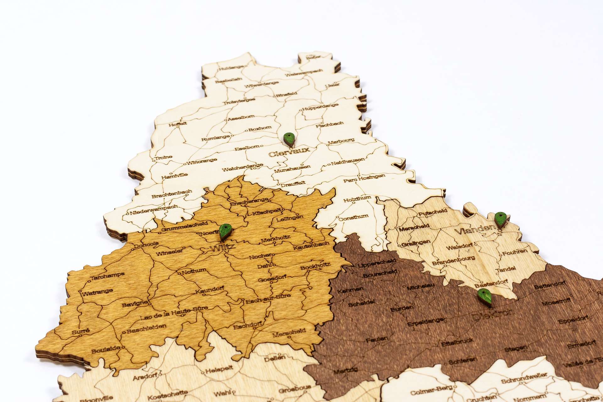 Holzwandkarte von Luxemburg