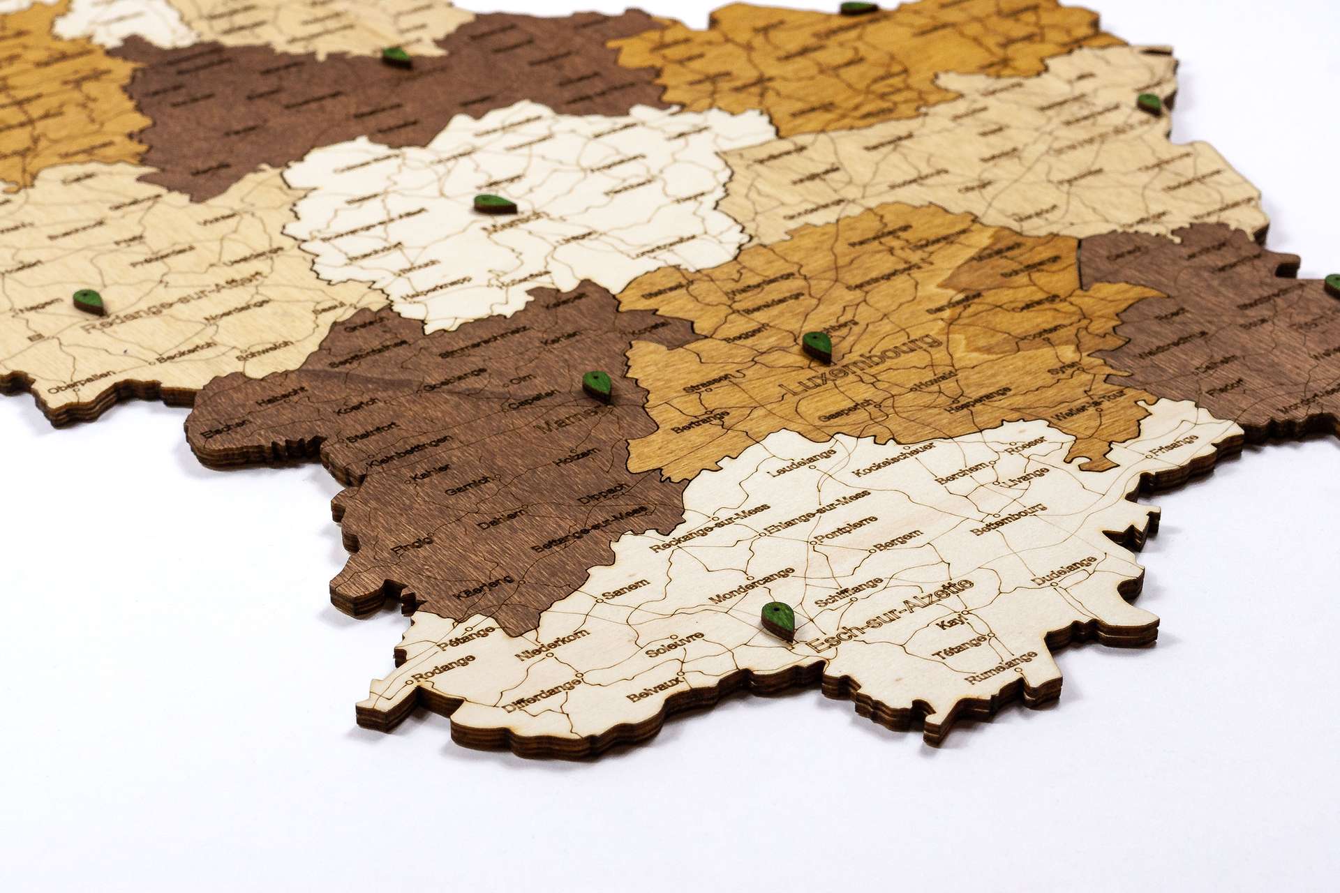 Holzwandkarte von Luxemburg