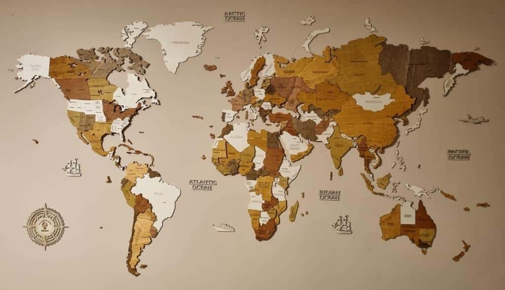 壁掛け木製世界地図 | 68travel