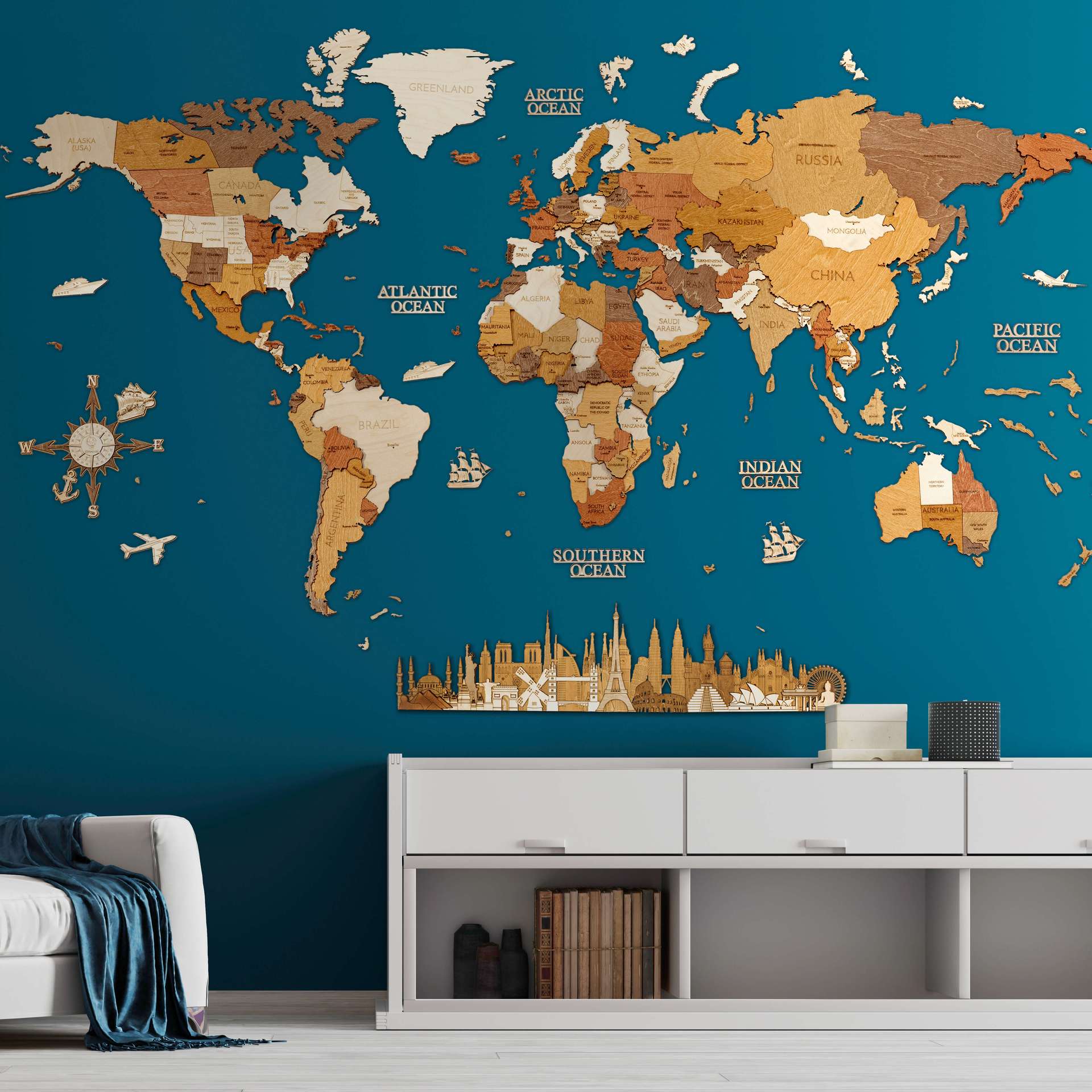 Wooden World Maps, Country maps, 2D wooden maps, and wooden family trees