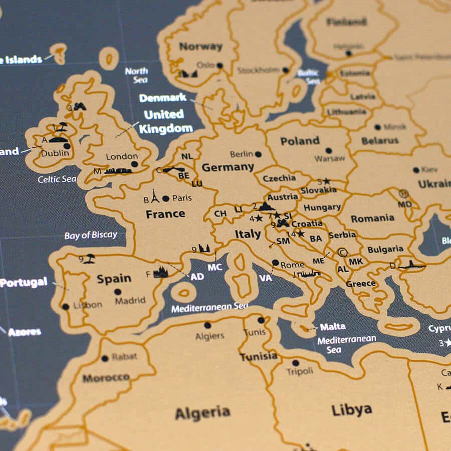 Scratch off map of the world