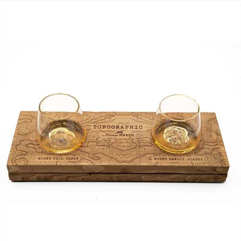 Alaskan Maker Fuji & Denali set of 2 Topographic Glasses