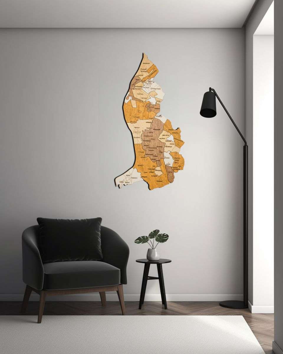 Liechtenstein Wooden Map