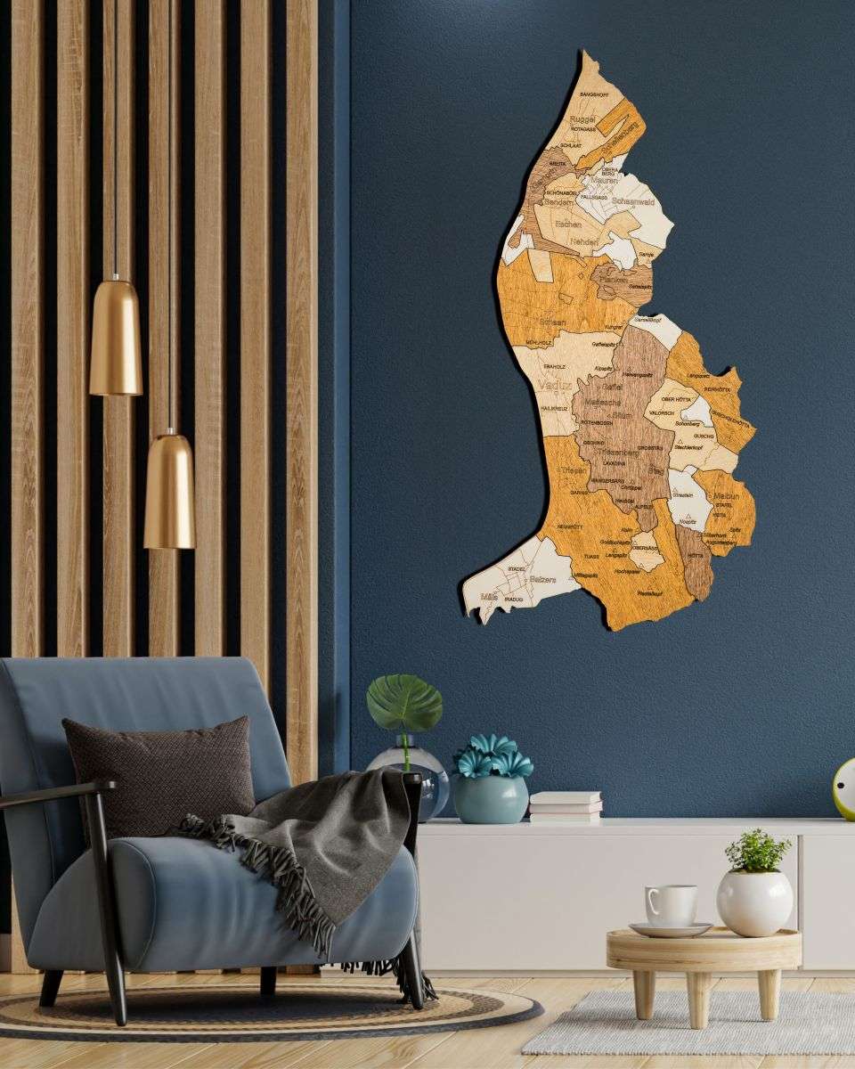 Liechtenstein Wooden Map