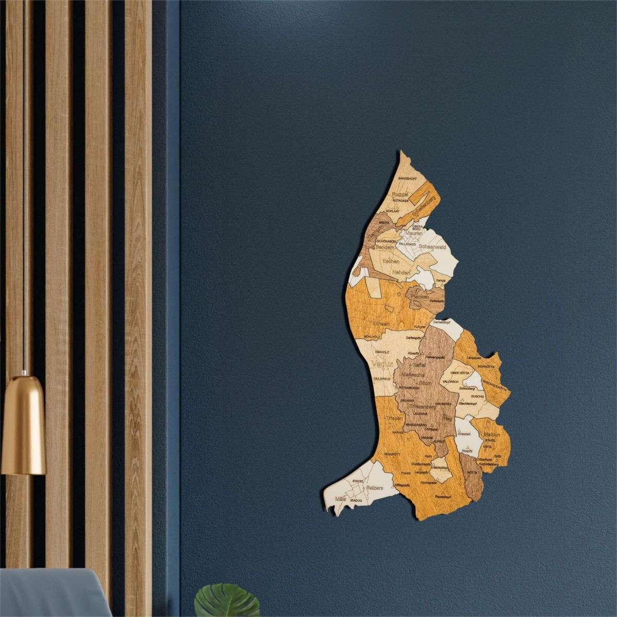 Liechtenstein Wooden Map