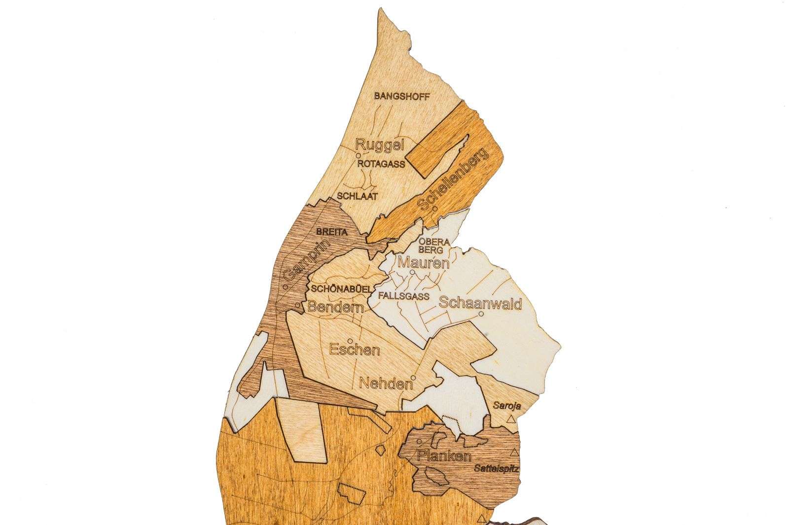 Liechtenstein Wooden Map