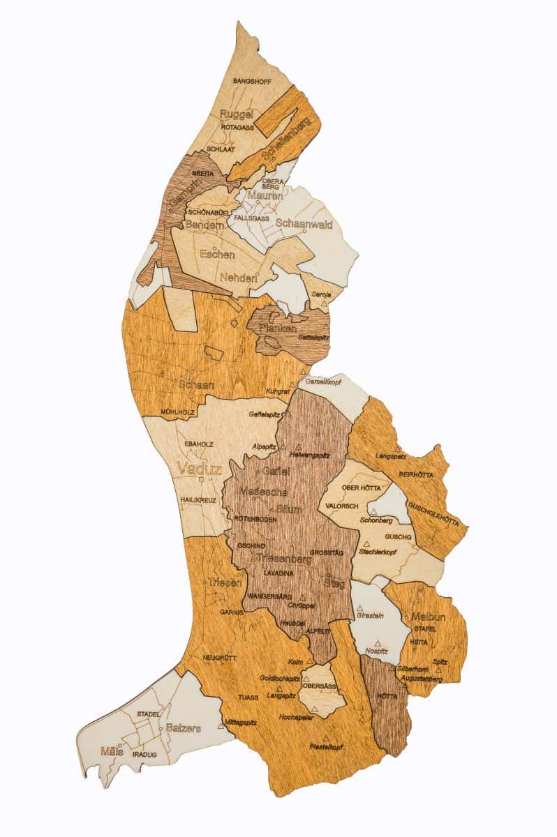 Liechtenstein Wooden Map