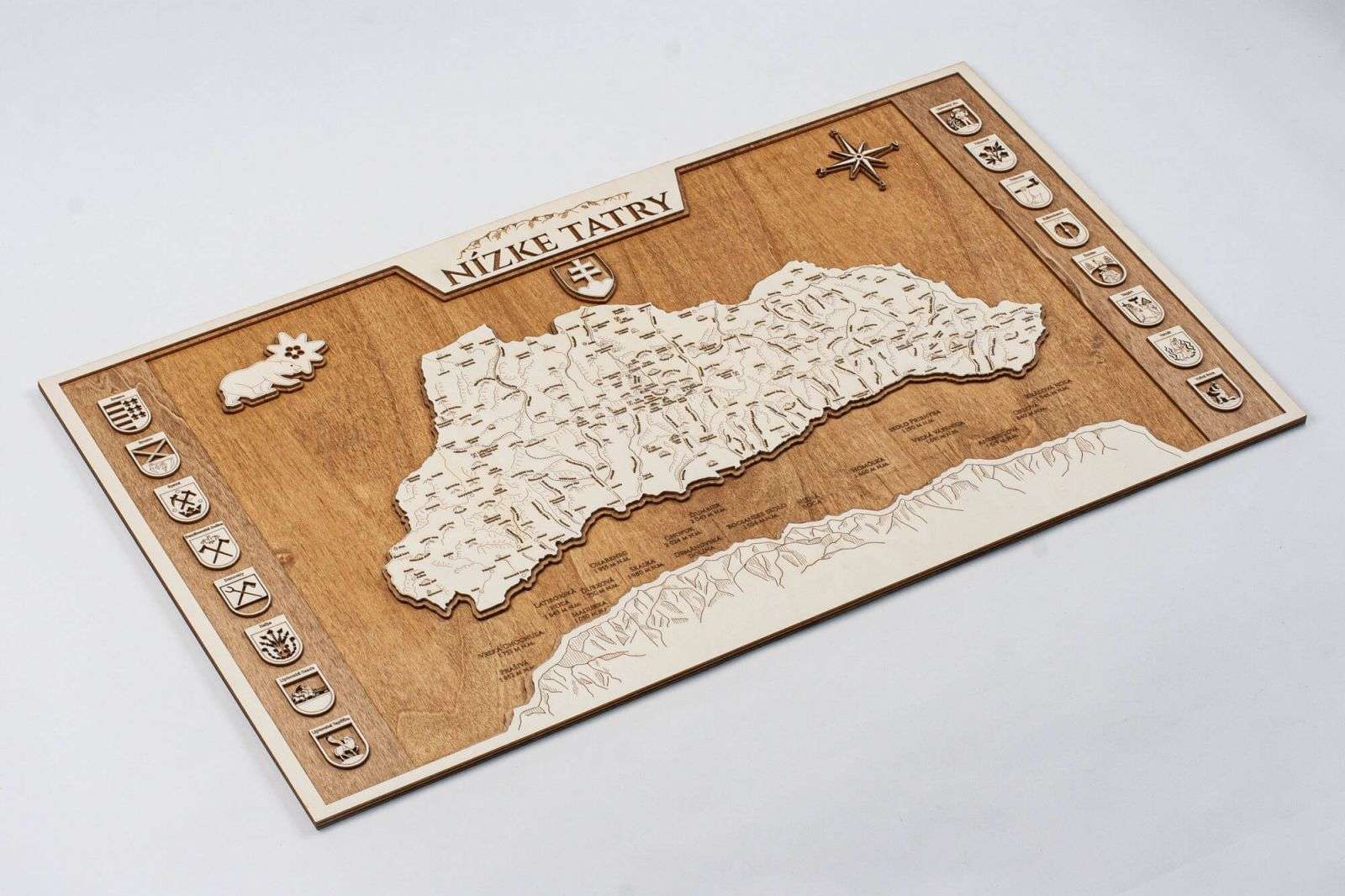 Low Tatras wooden map - framed picture