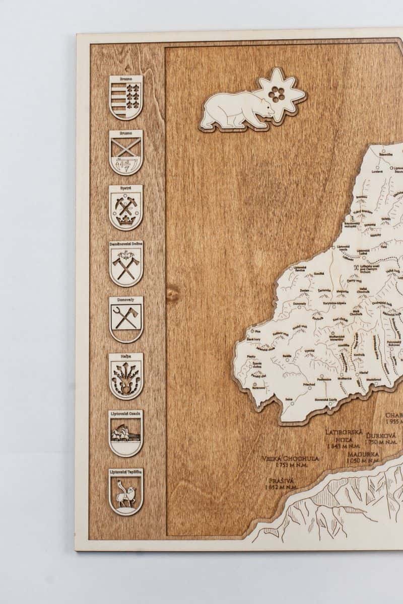 Low Tatras wooden map - framed picture