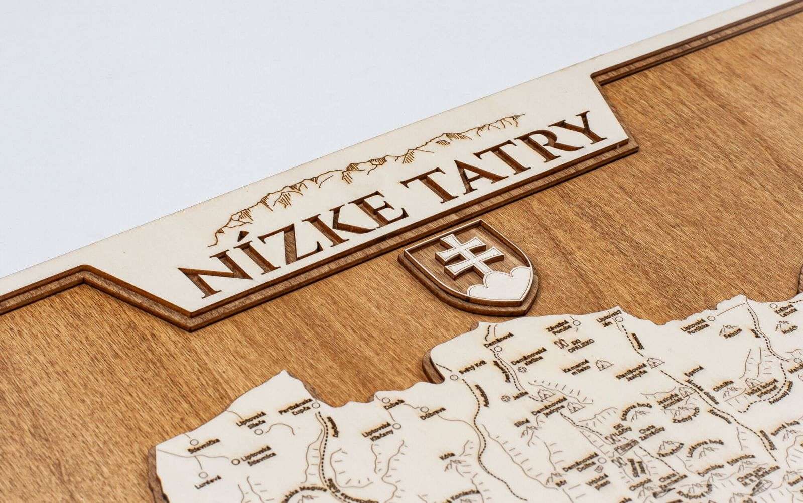 Low Tatras wooden map - framed picture