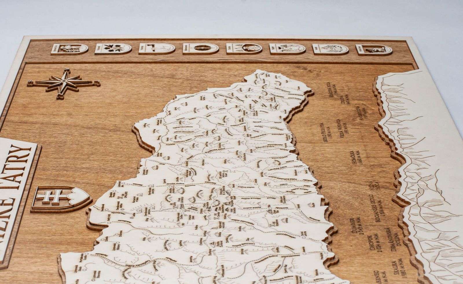 Low Tatras wooden map - framed picture