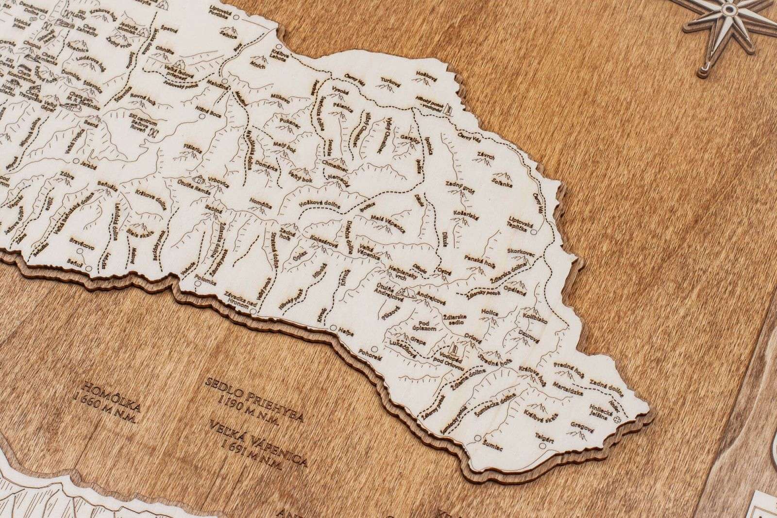 Low Tatras wooden map - framed picture