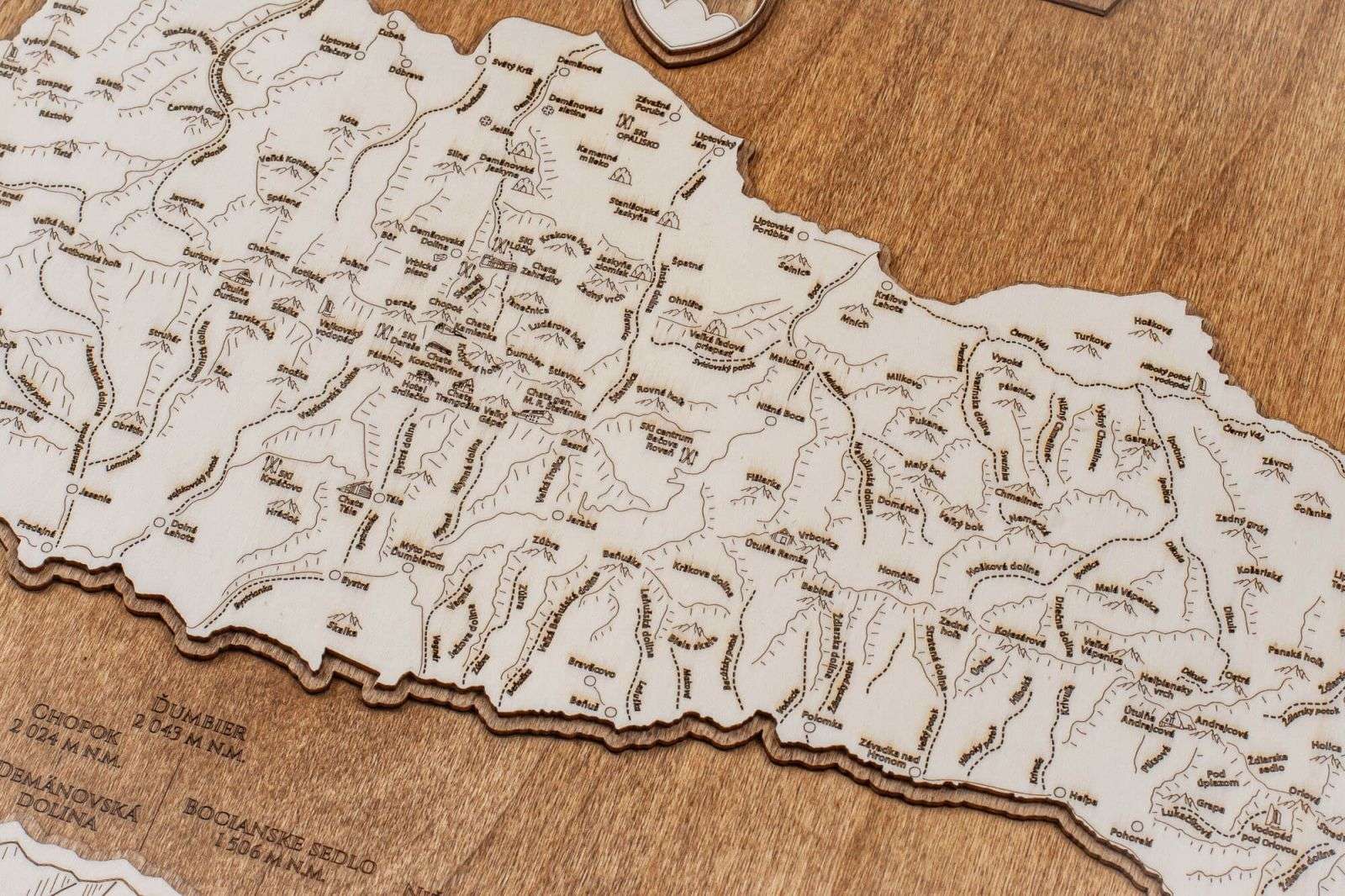 Low Tatras wooden map - framed picture