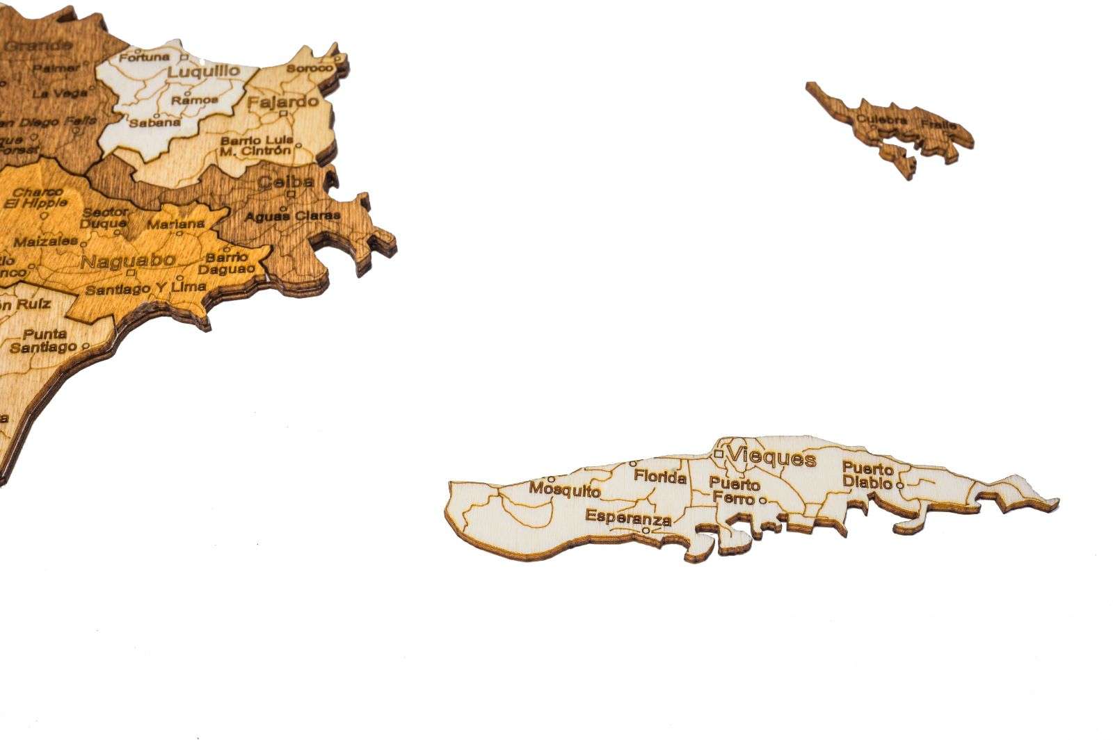Puerto Rico Wooden Map