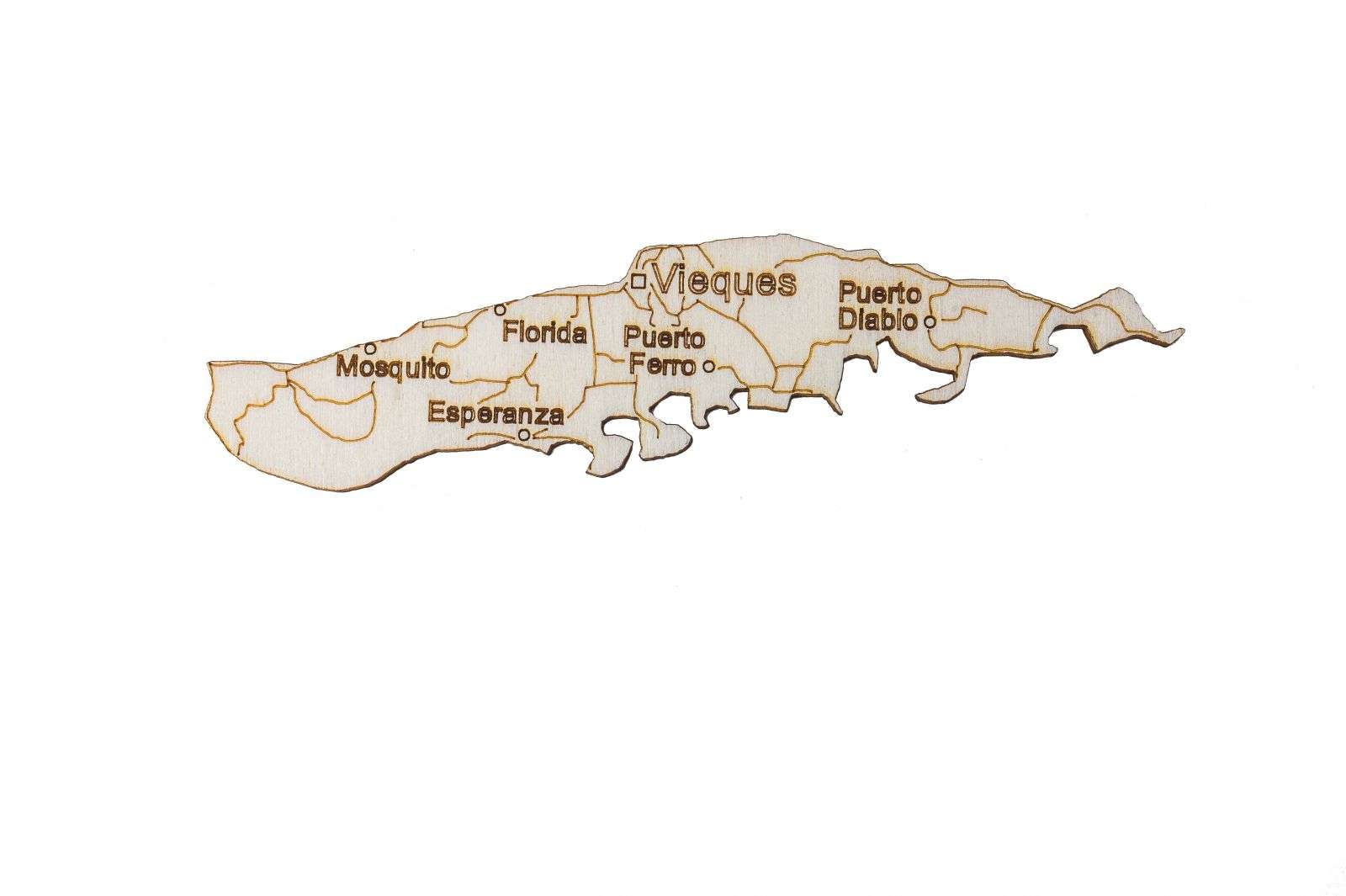 Puerto Rico Wooden Map