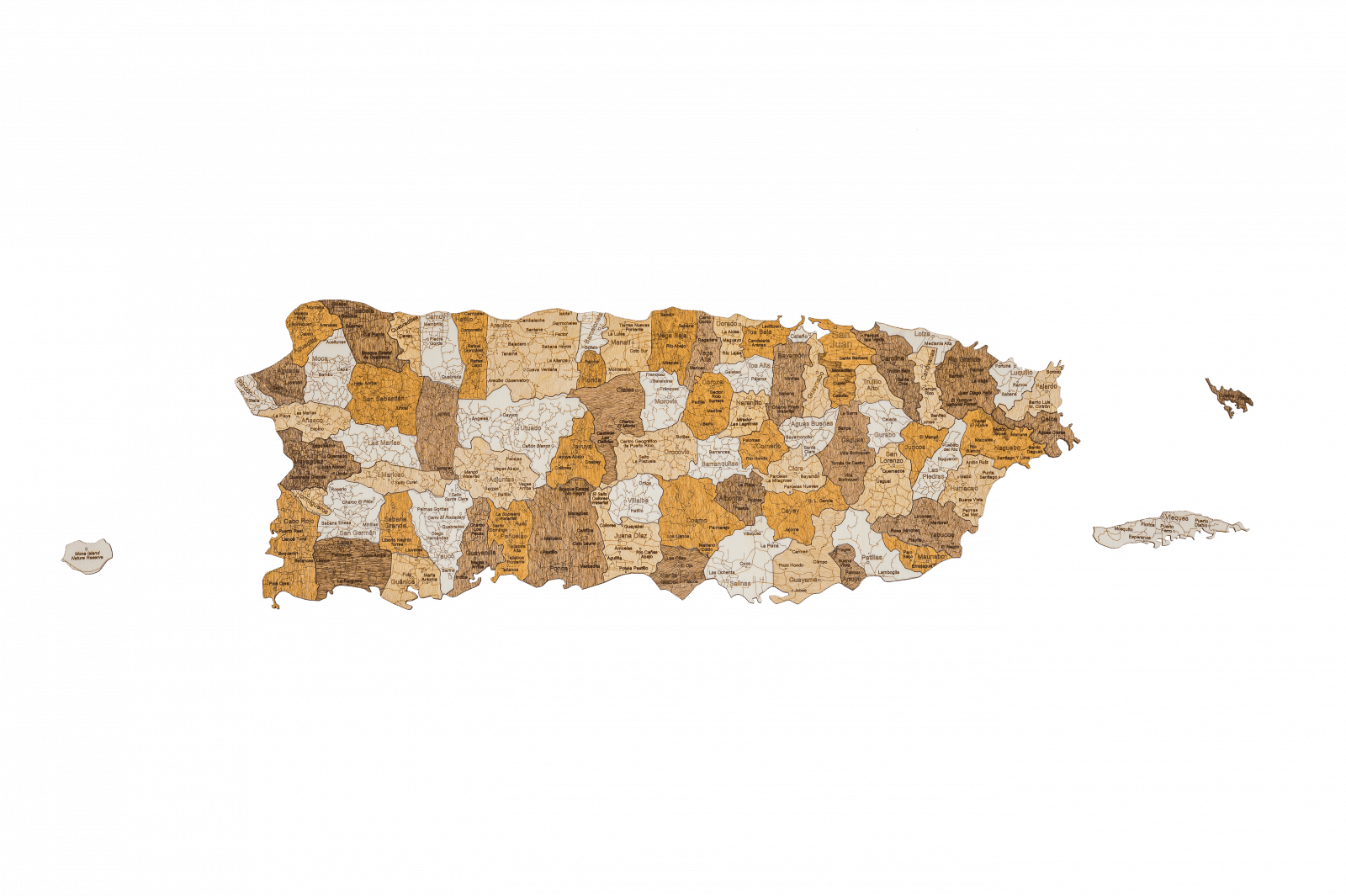 Puerto Rico Wooden Map