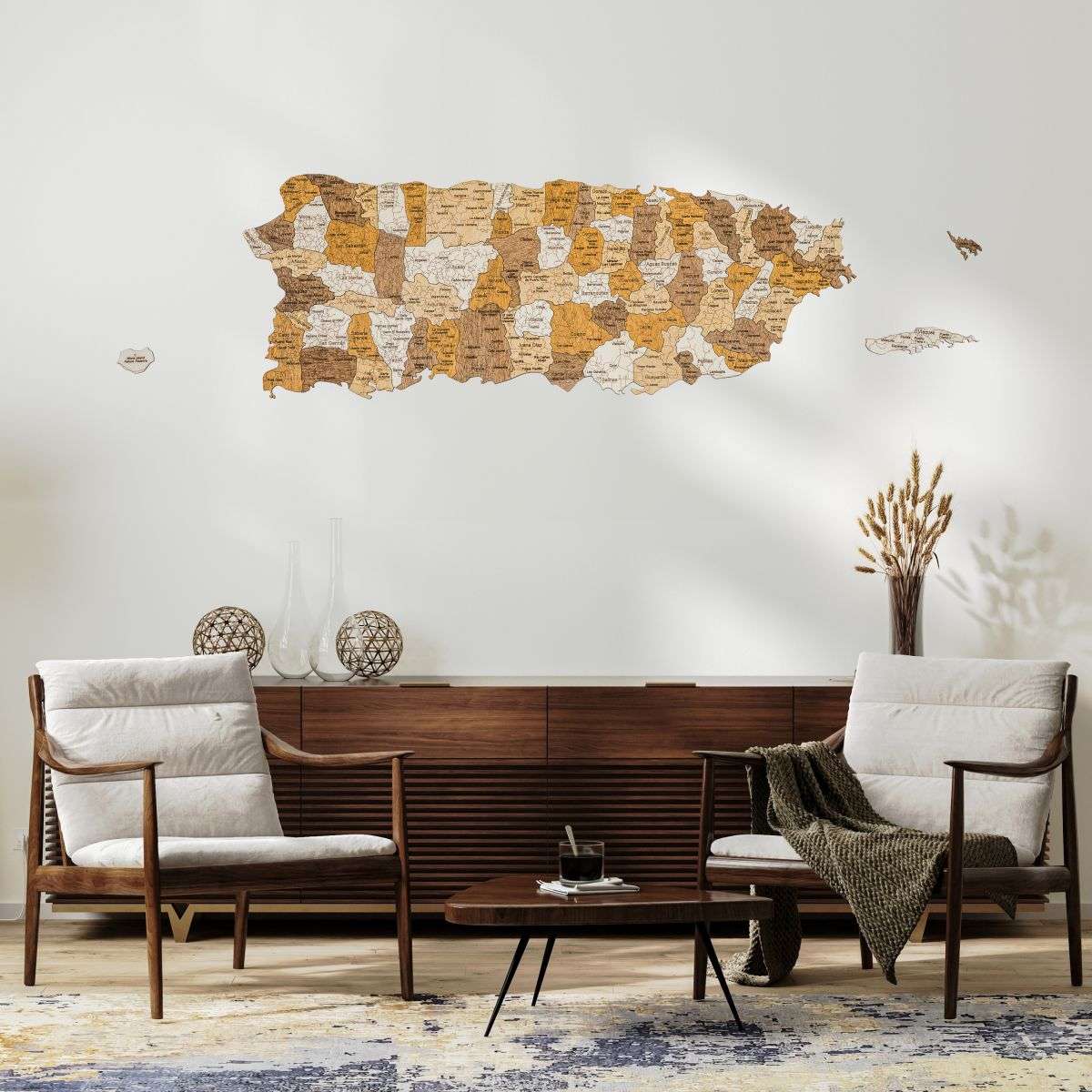 Puerto Rico Wooden Map