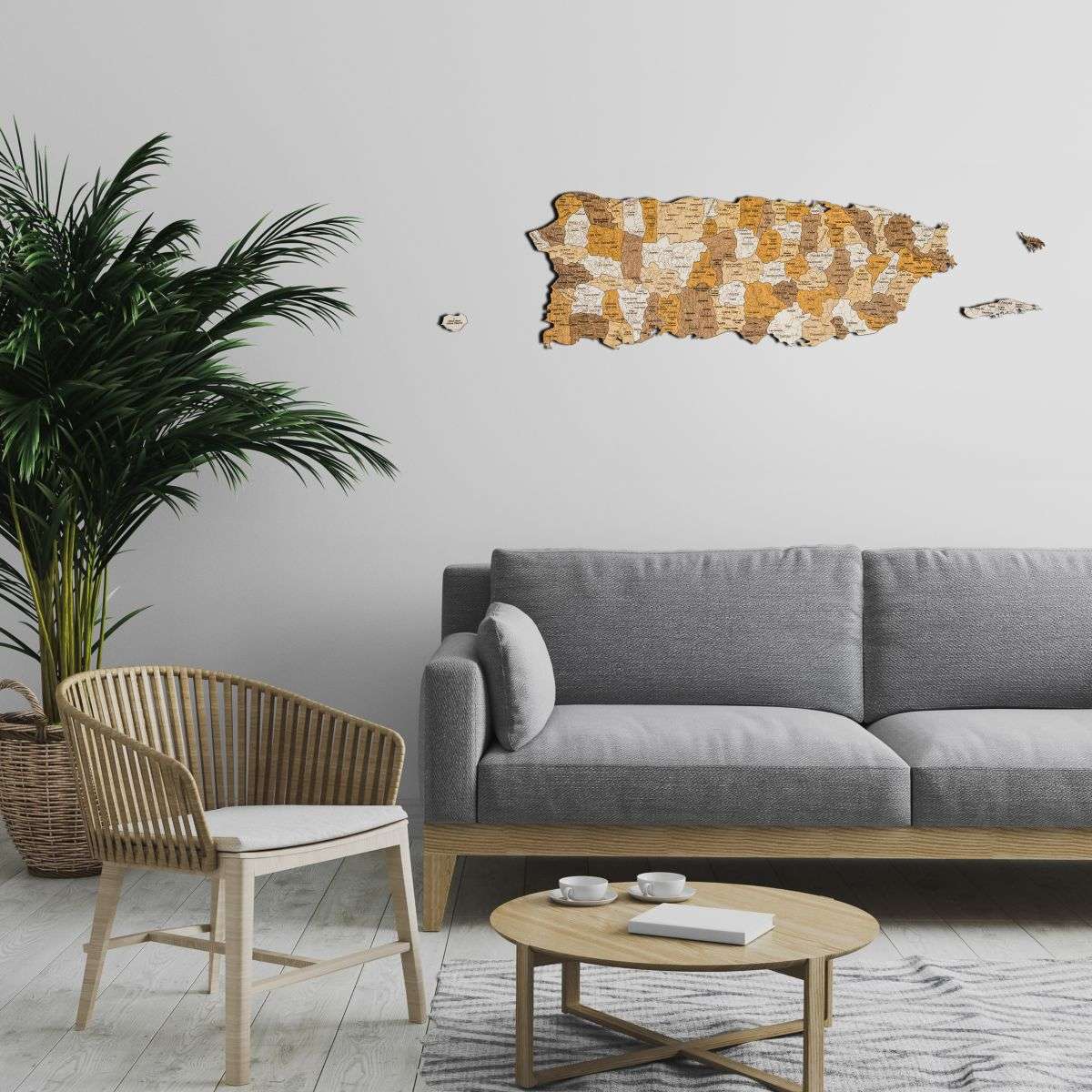 Puerto Rico Wooden Map