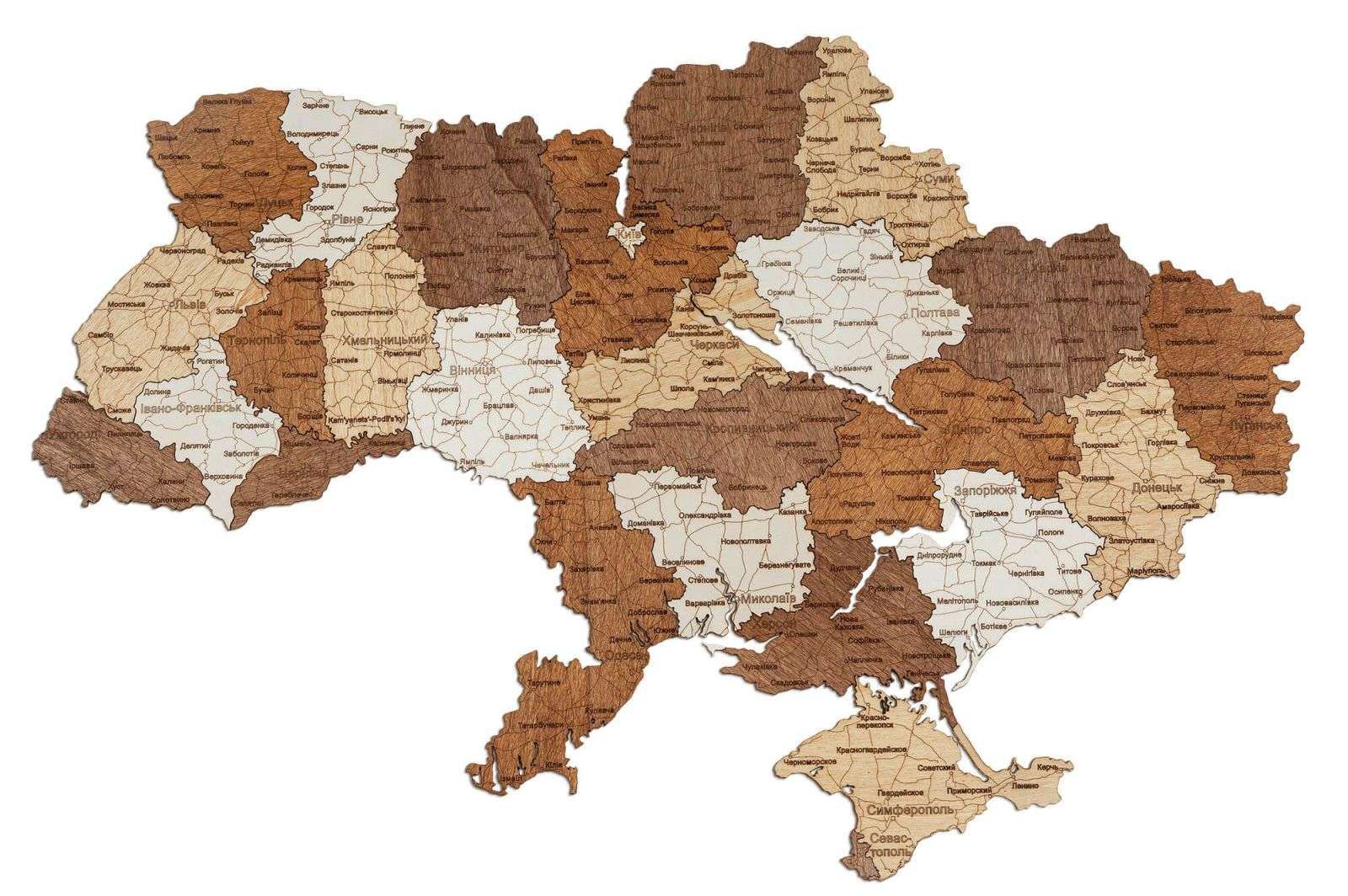 Ukraine wooden map