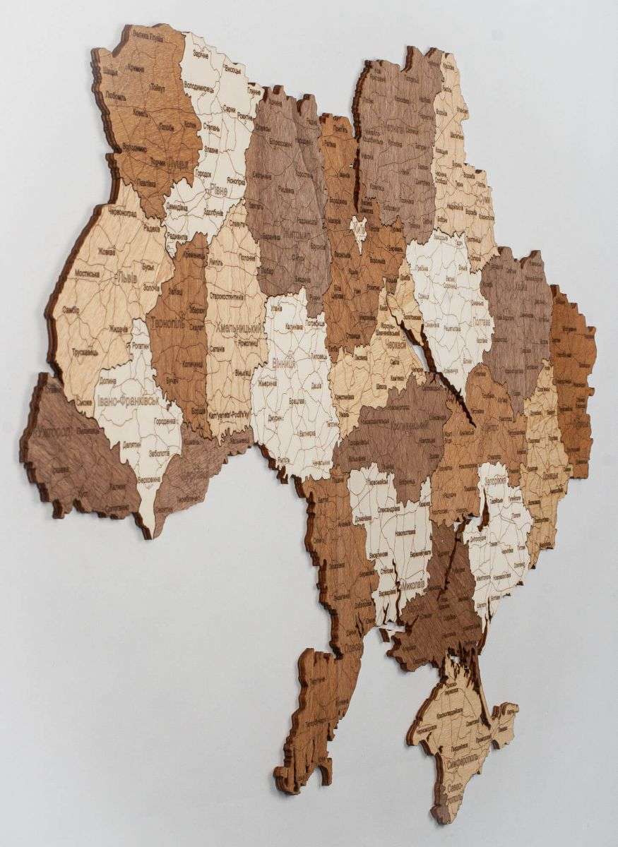 Ukraine wooden map