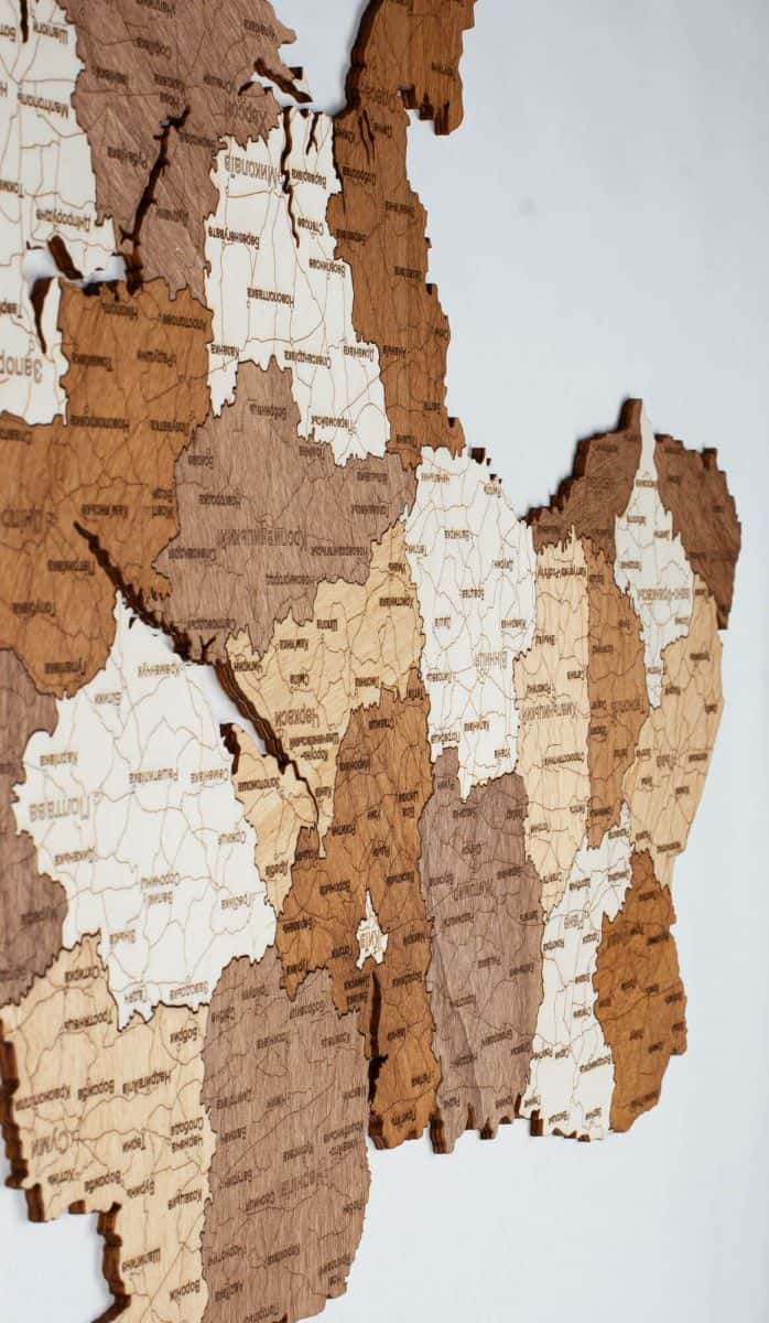Ukraine wooden map
