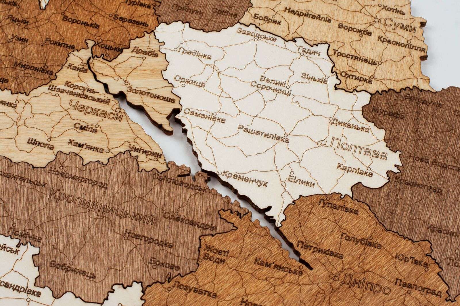 Ukraine wooden map