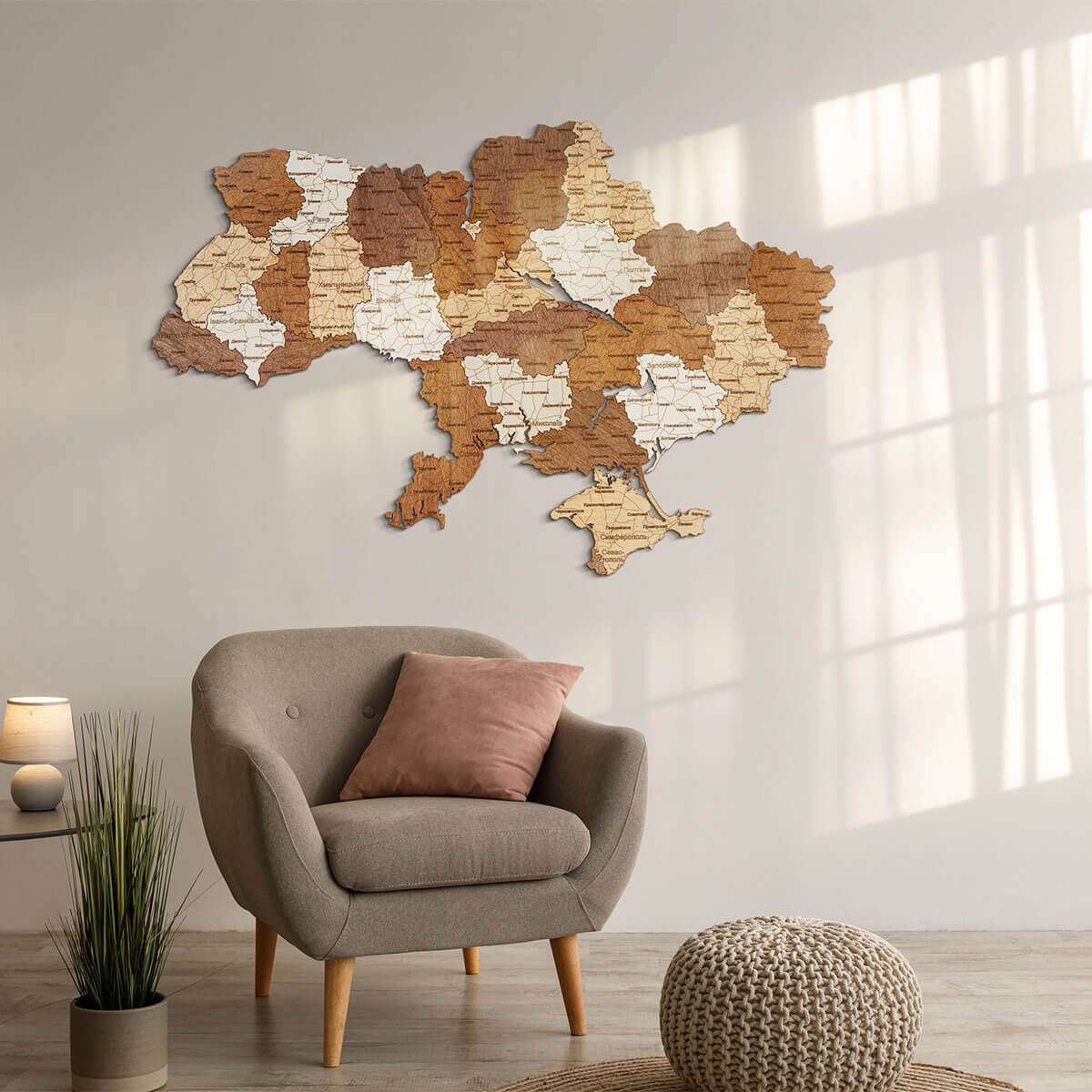 Ukraine wooden map