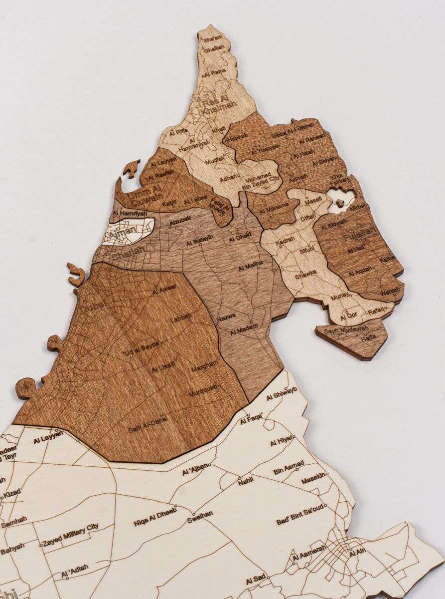 United Arab Emirates wooden map