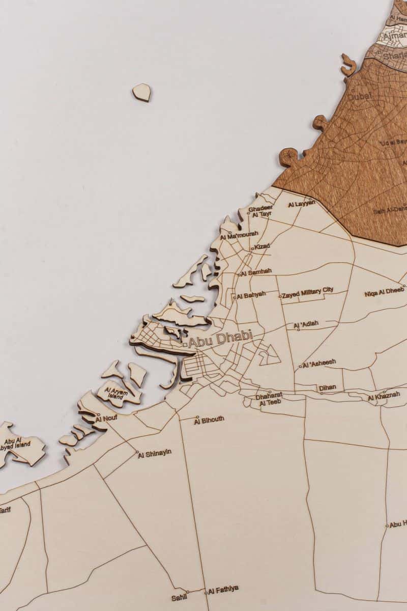 United Arab Emirates wooden map