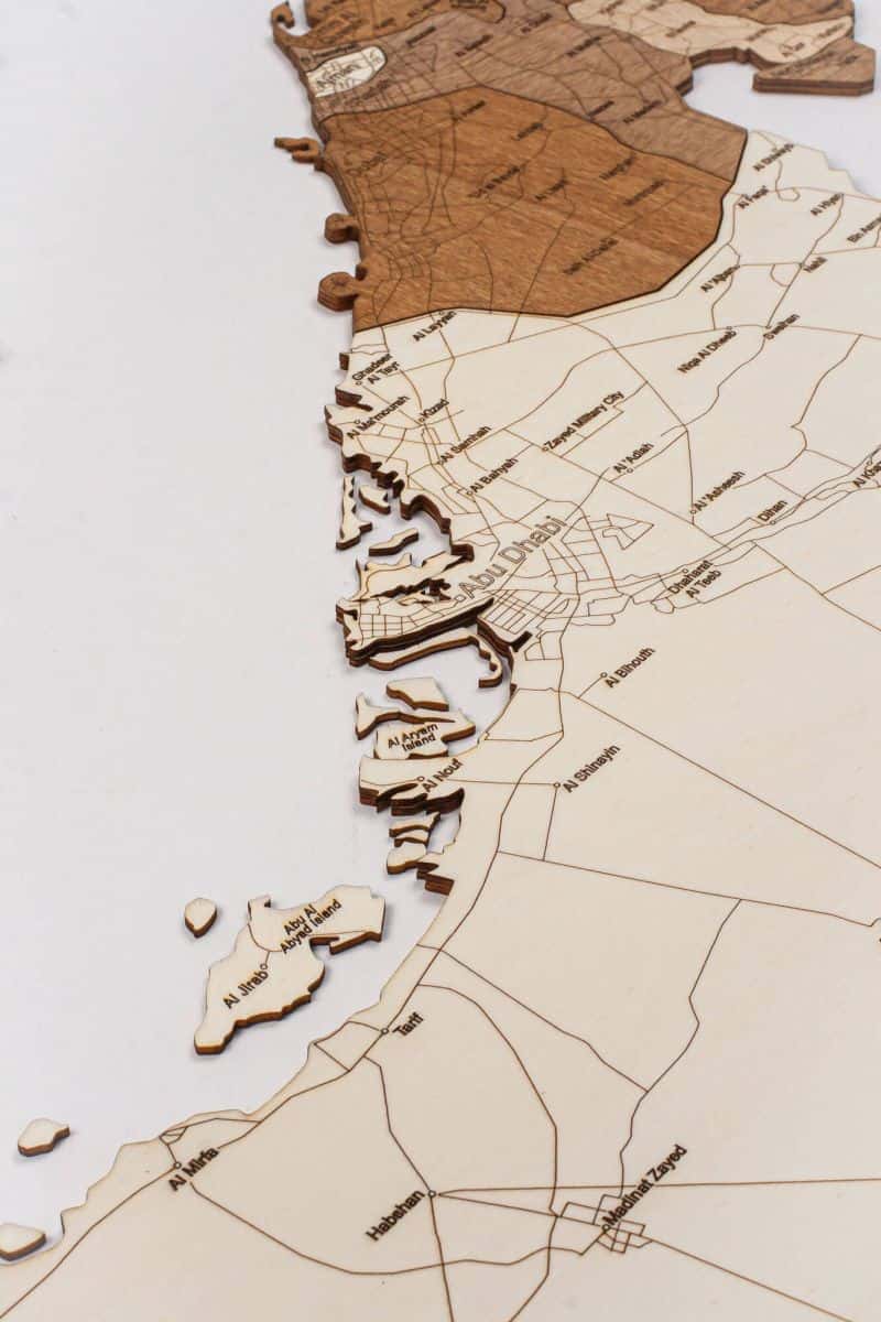 United Arab Emirates wooden map