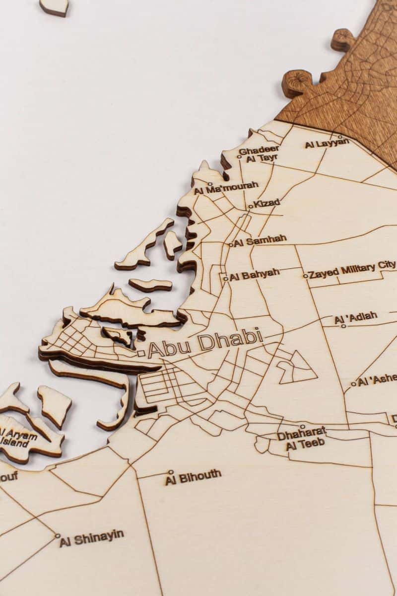United Arab Emirates wooden map