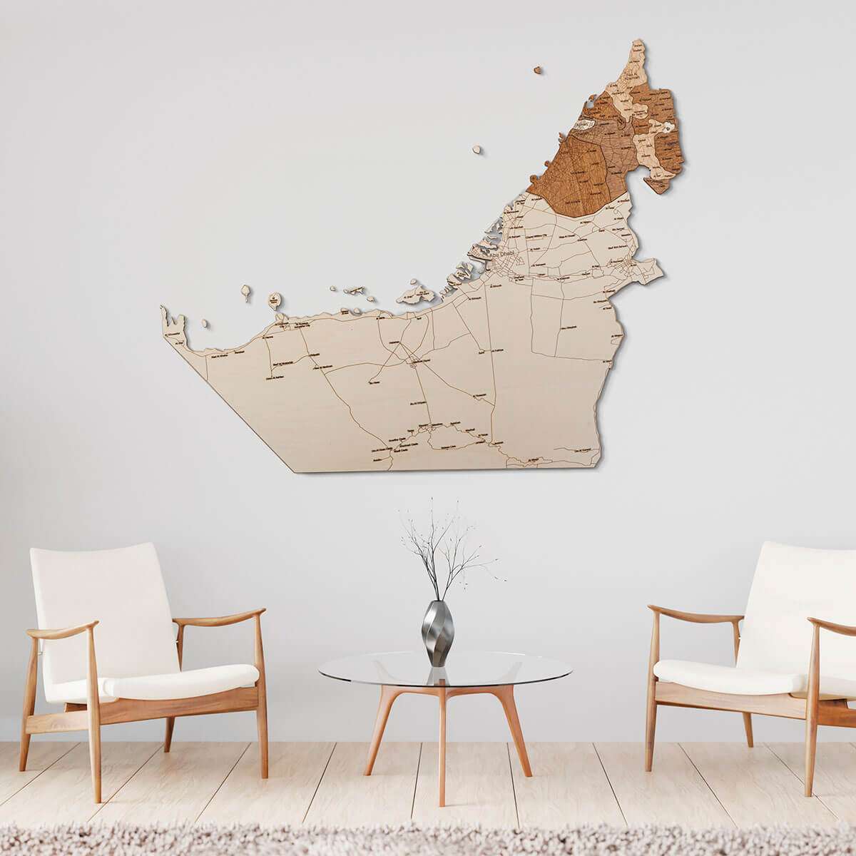 United Arab Emirates wooden map