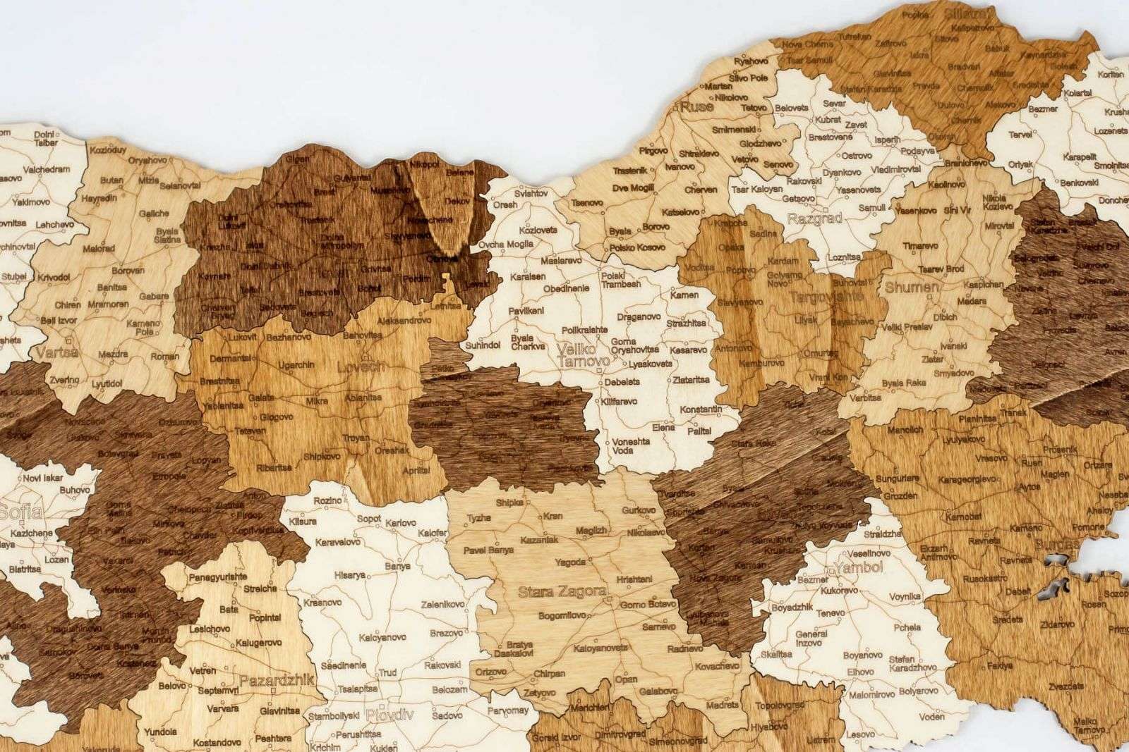 Bulgaria Wooden Map