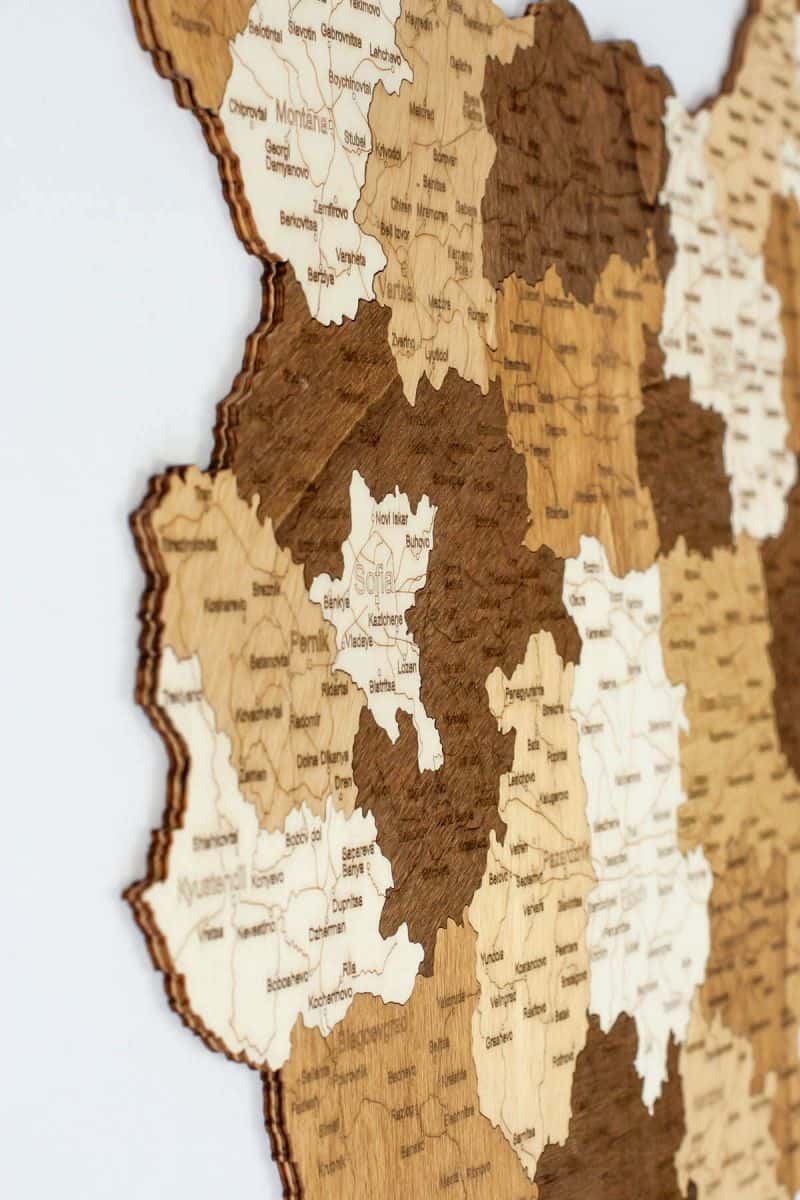 Bulgaria Wooden Map