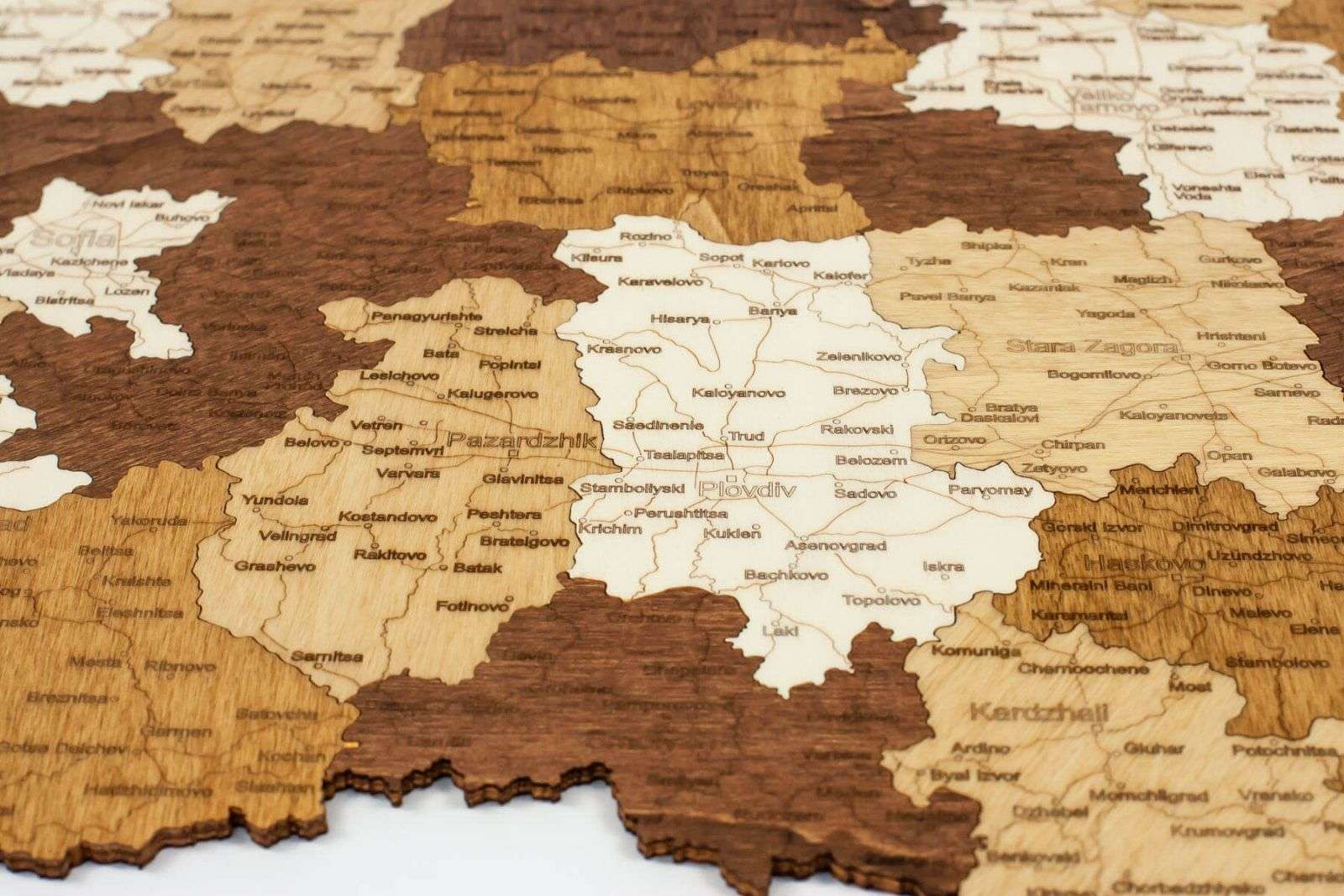 Bulgaria Wooden Map