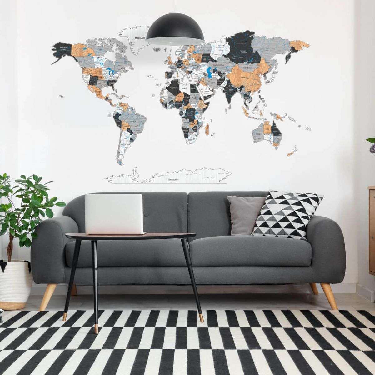 Full colour 3D Wooden World Map