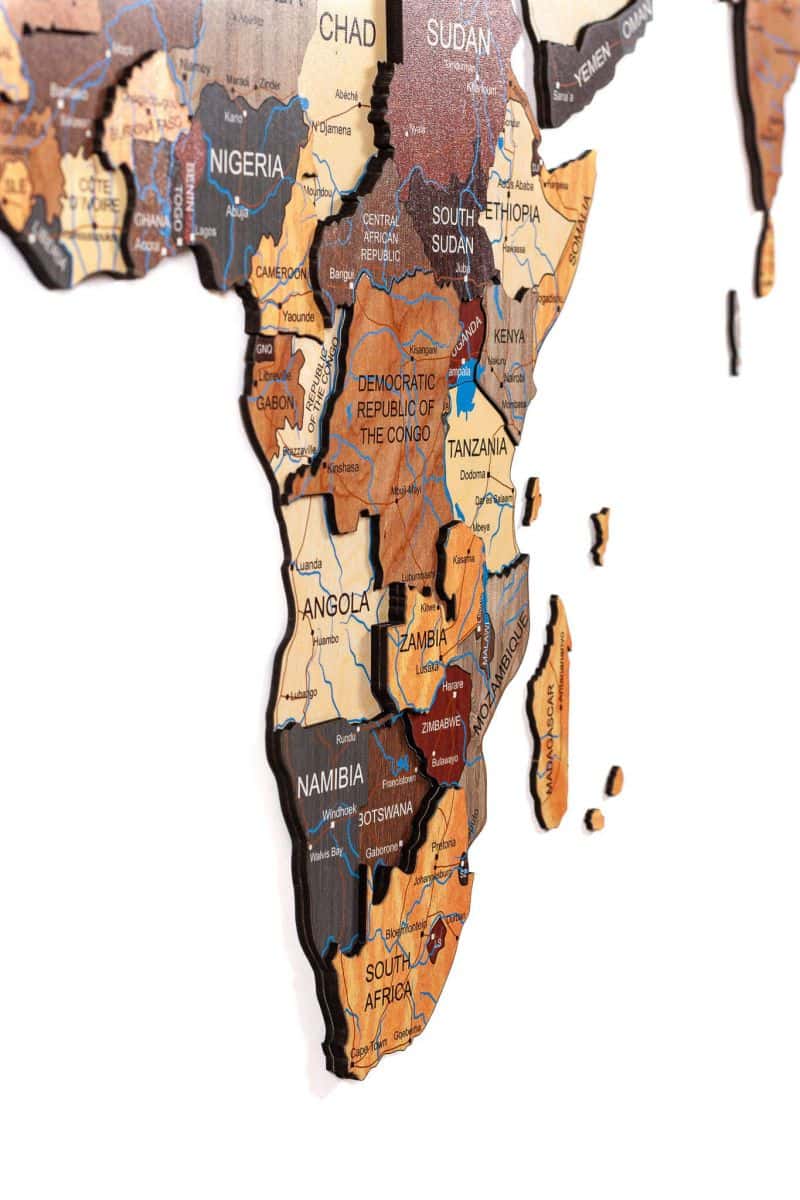 Full colour 3D Wooden World Map