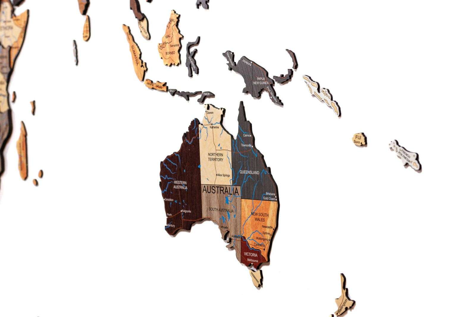 Full colour 3D Wooden World Map