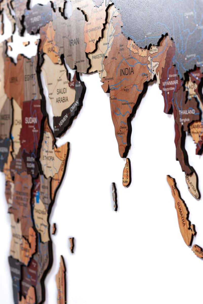 Full colour 3D Wooden World Map