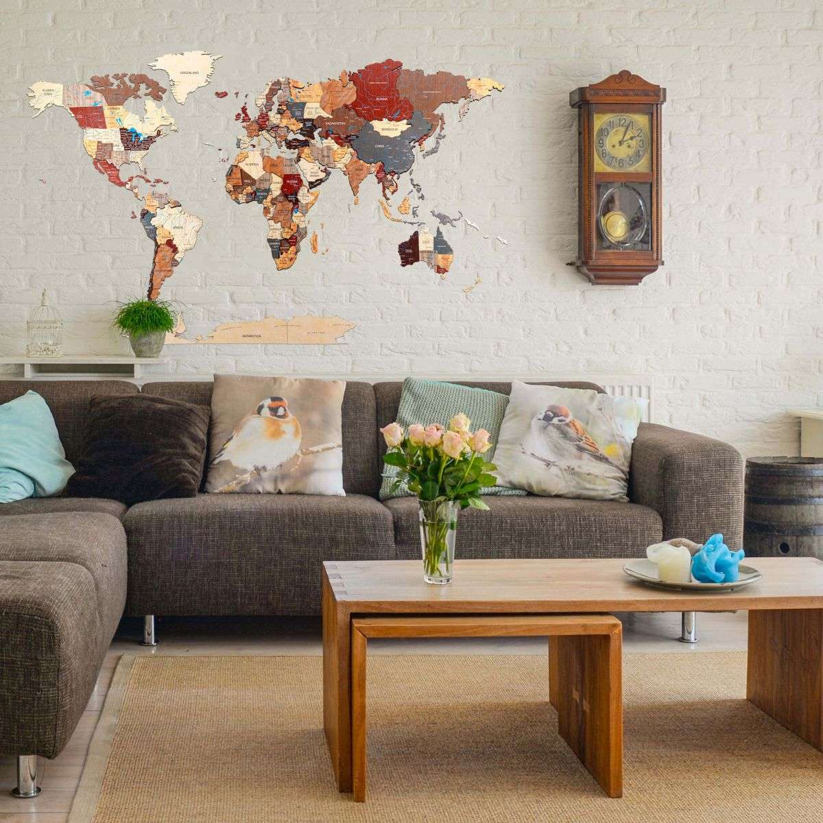 Full colour 3D Wooden World Map