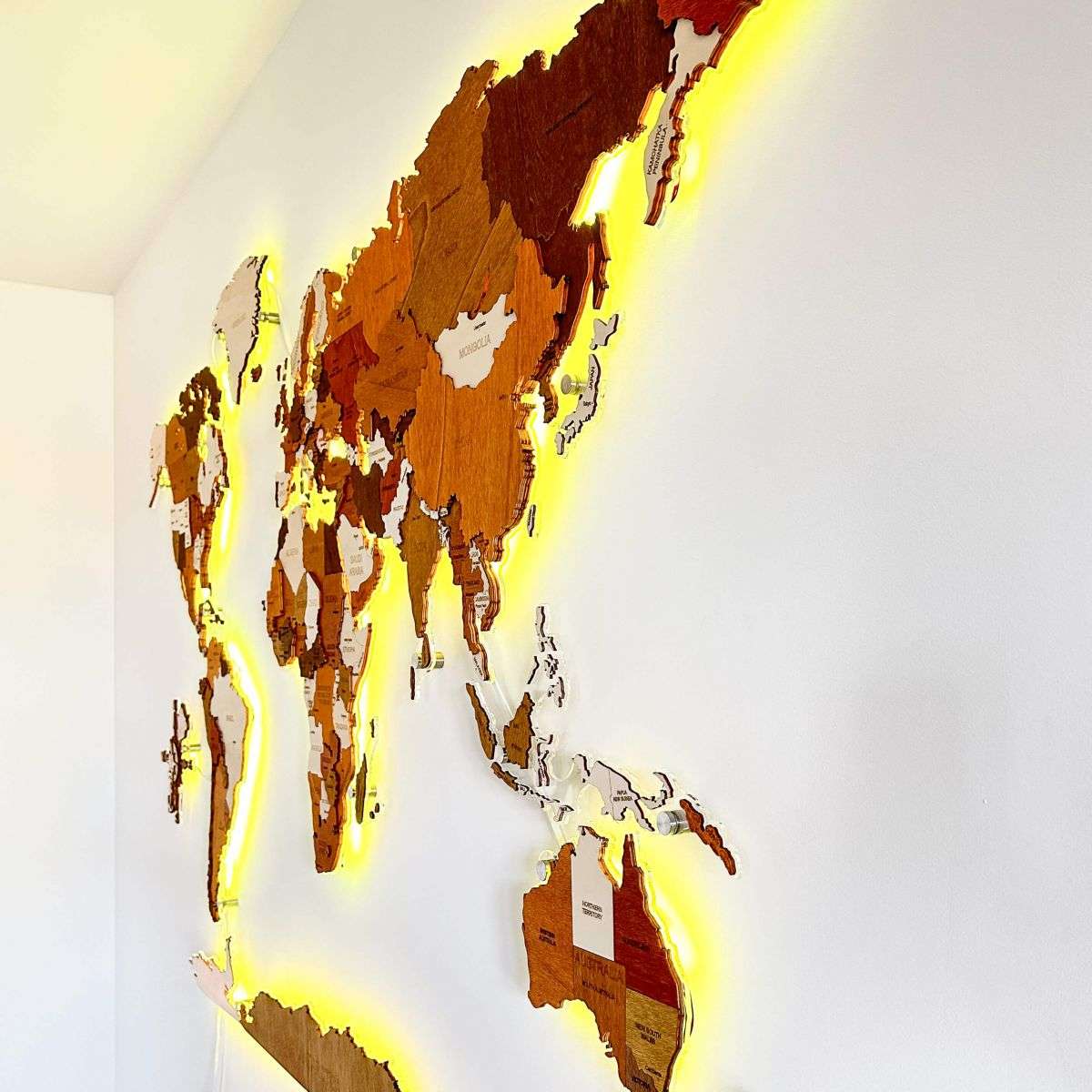 World LED Wooden Map