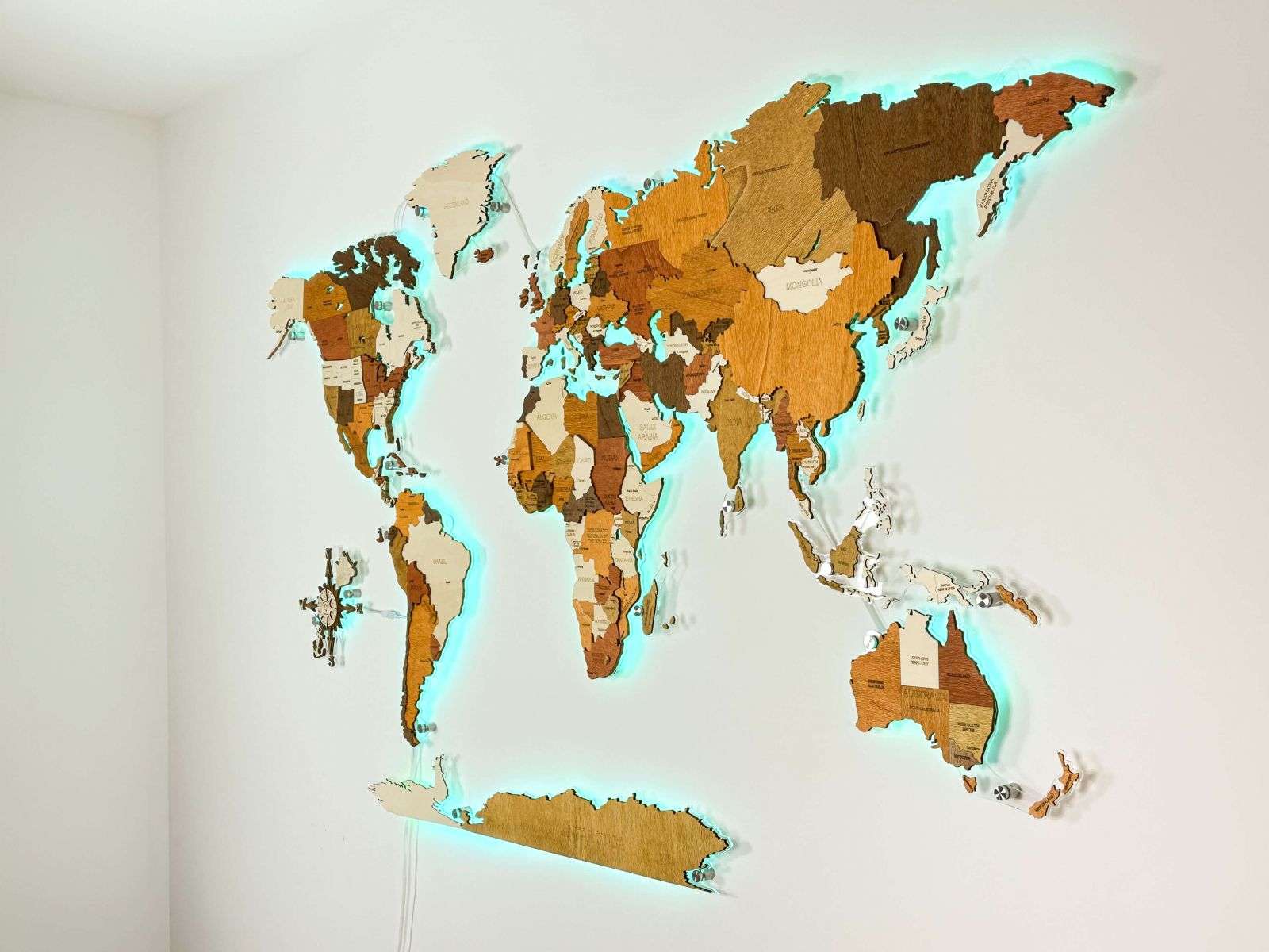 World LED Wooden Map