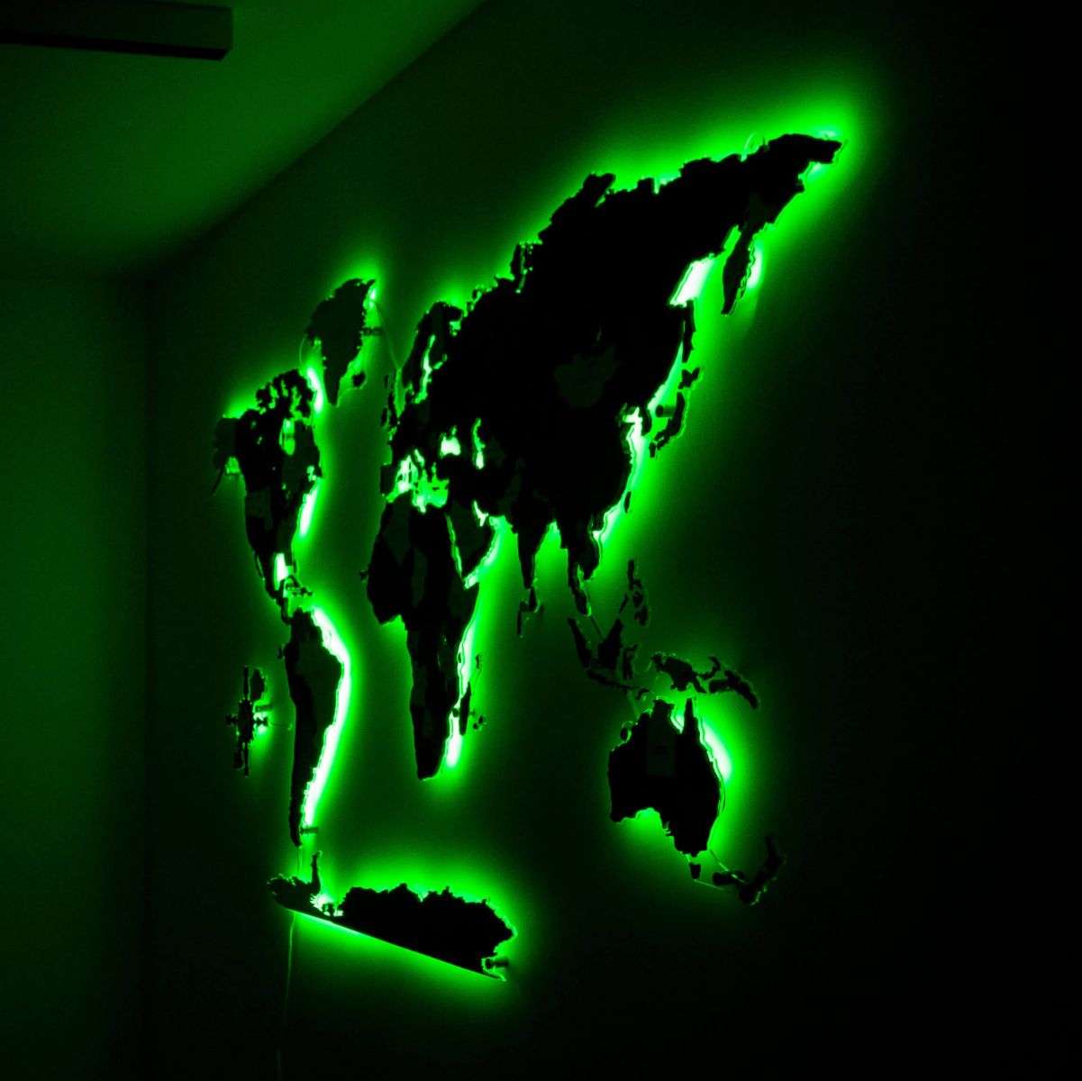 World LED Wooden Map