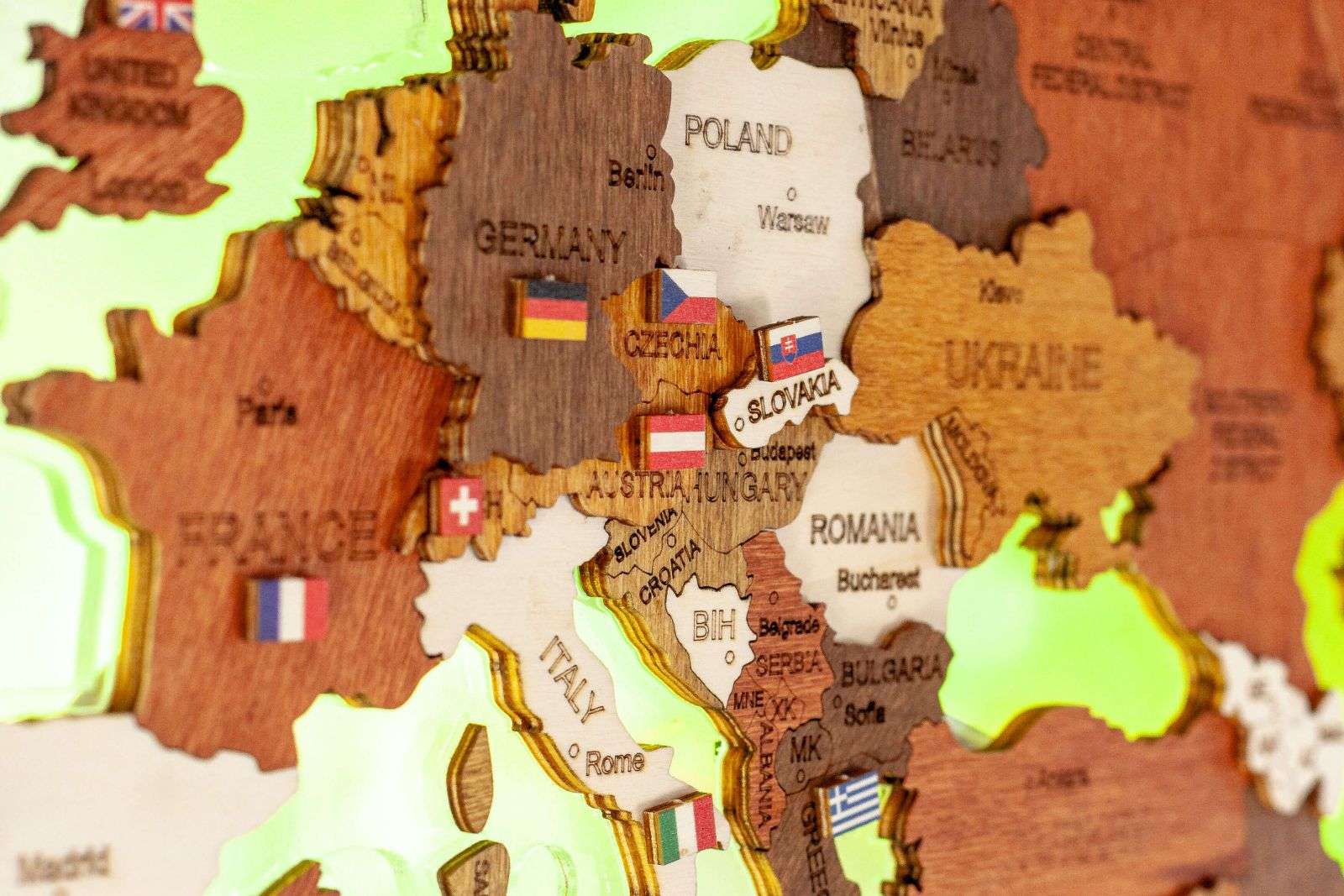 World LED Wooden Map